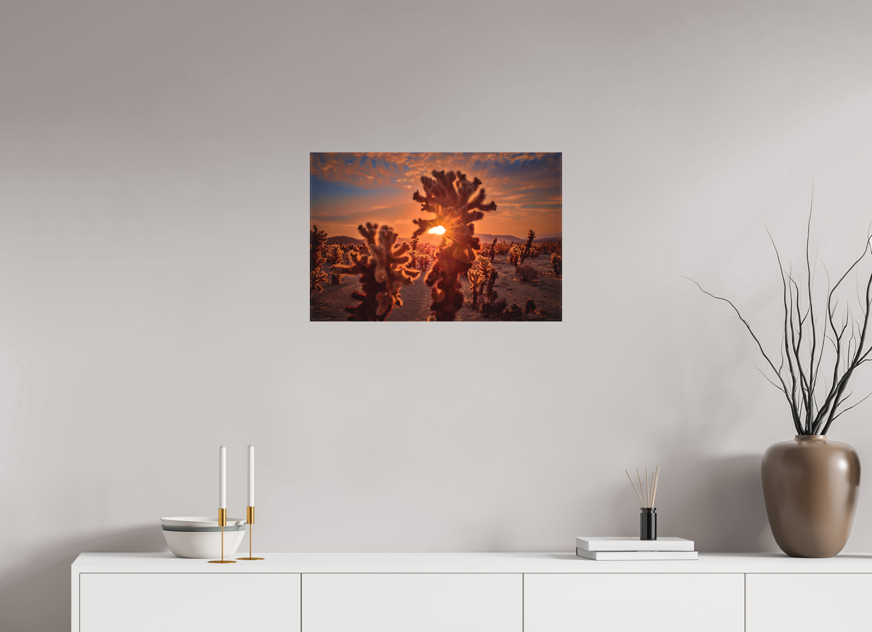 24 x 16″, Fine Art Textile Joshua Tree's Chollah Cactus