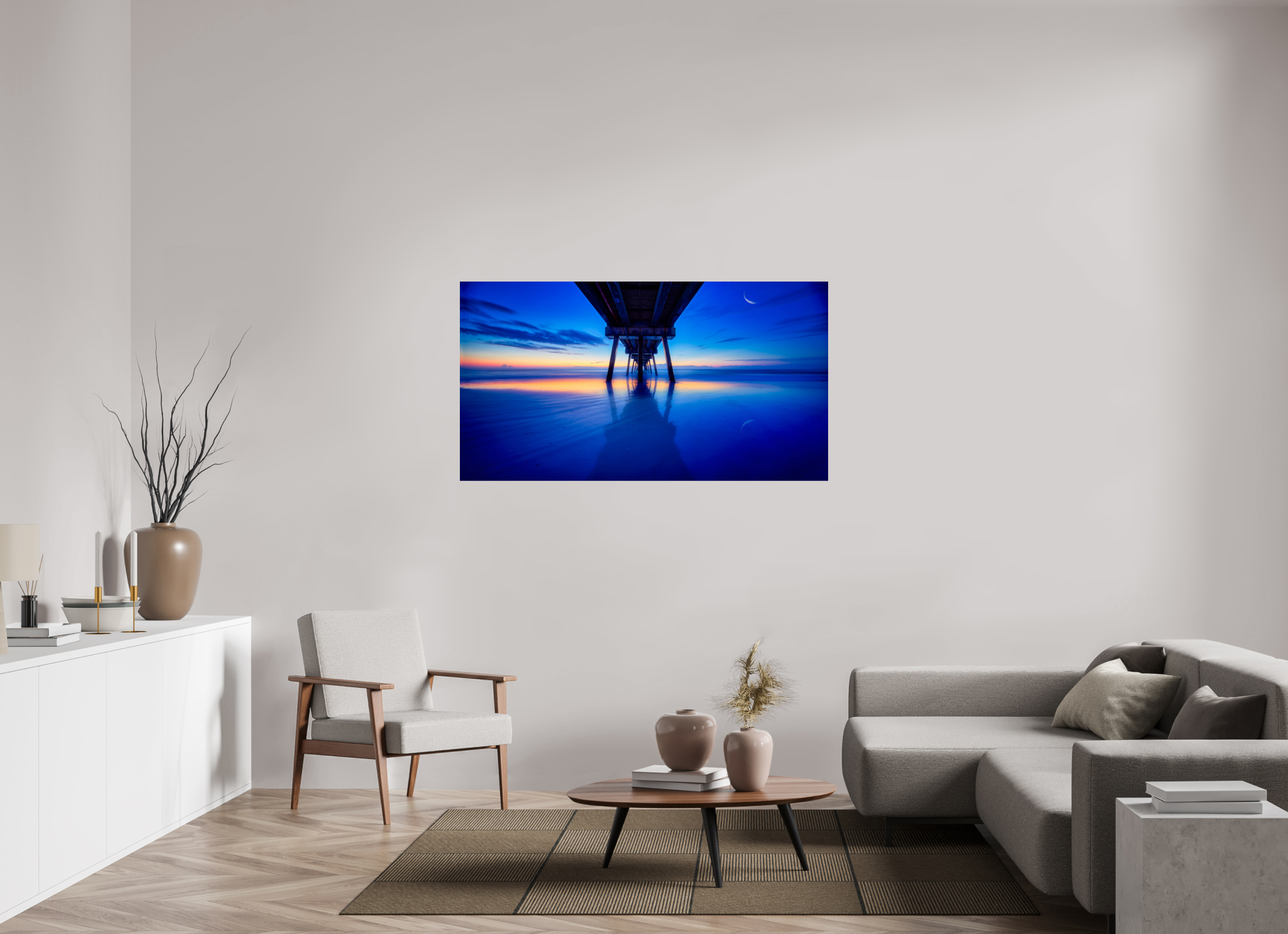 59.1 x 32″, Giclée Alu-Dibond Dawn at The Jax Pier
