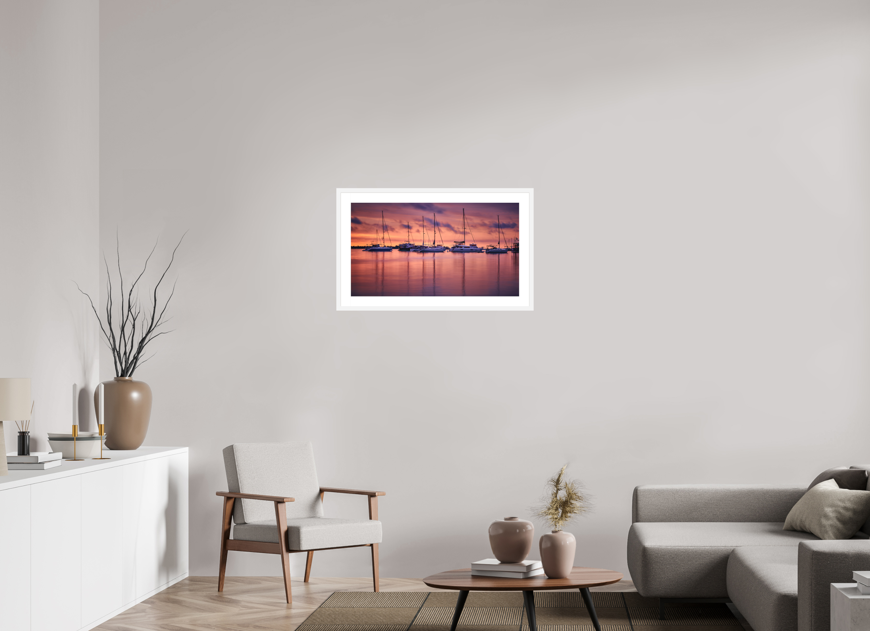 32 x 18″, Passe-Partout White Frame Portum Tutum: The Annapolis Harbor at Dawn