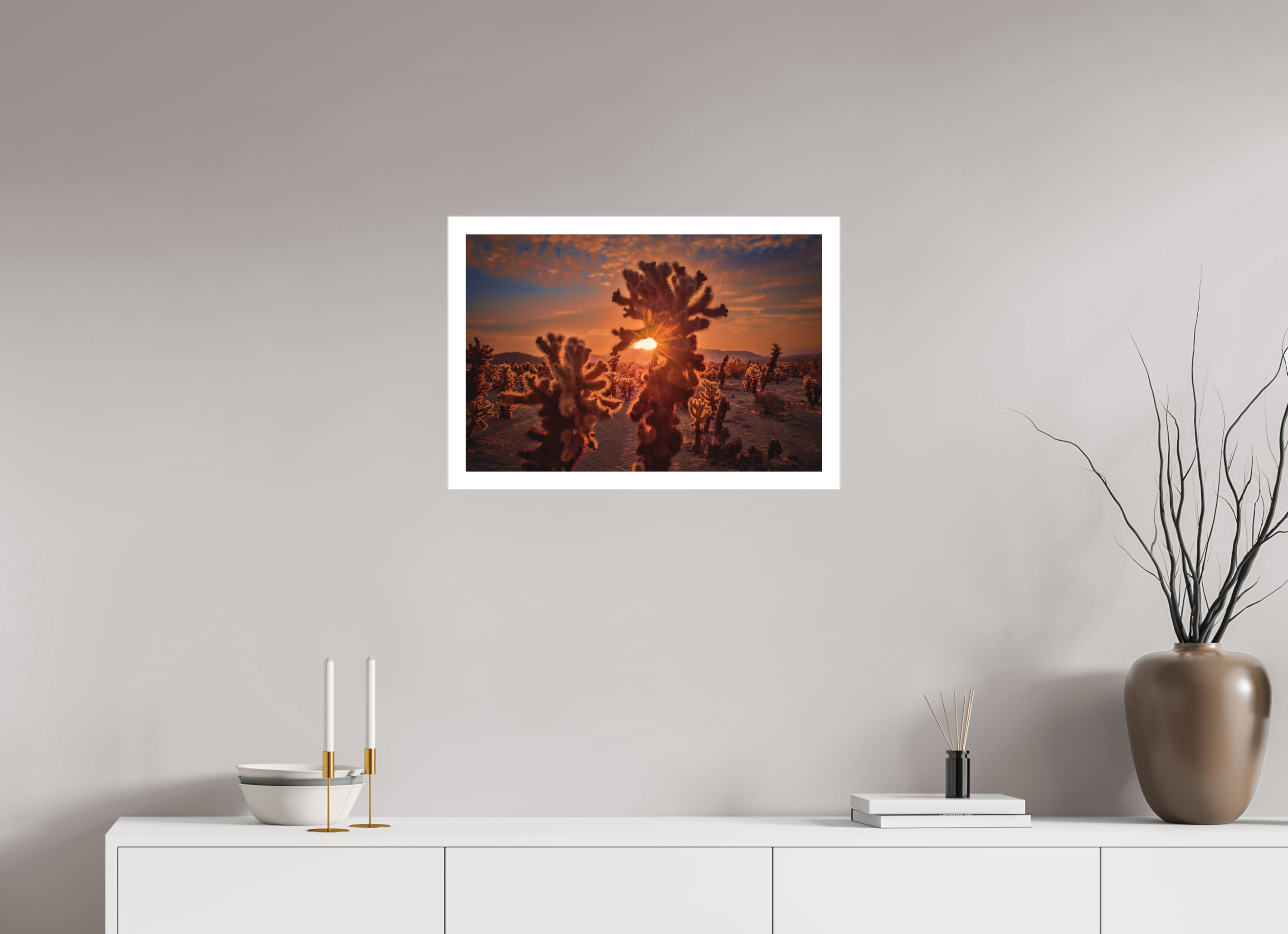 24 x 16″, Fine Art Bonded Acrylic Joshua Tree's Chollah Cactus