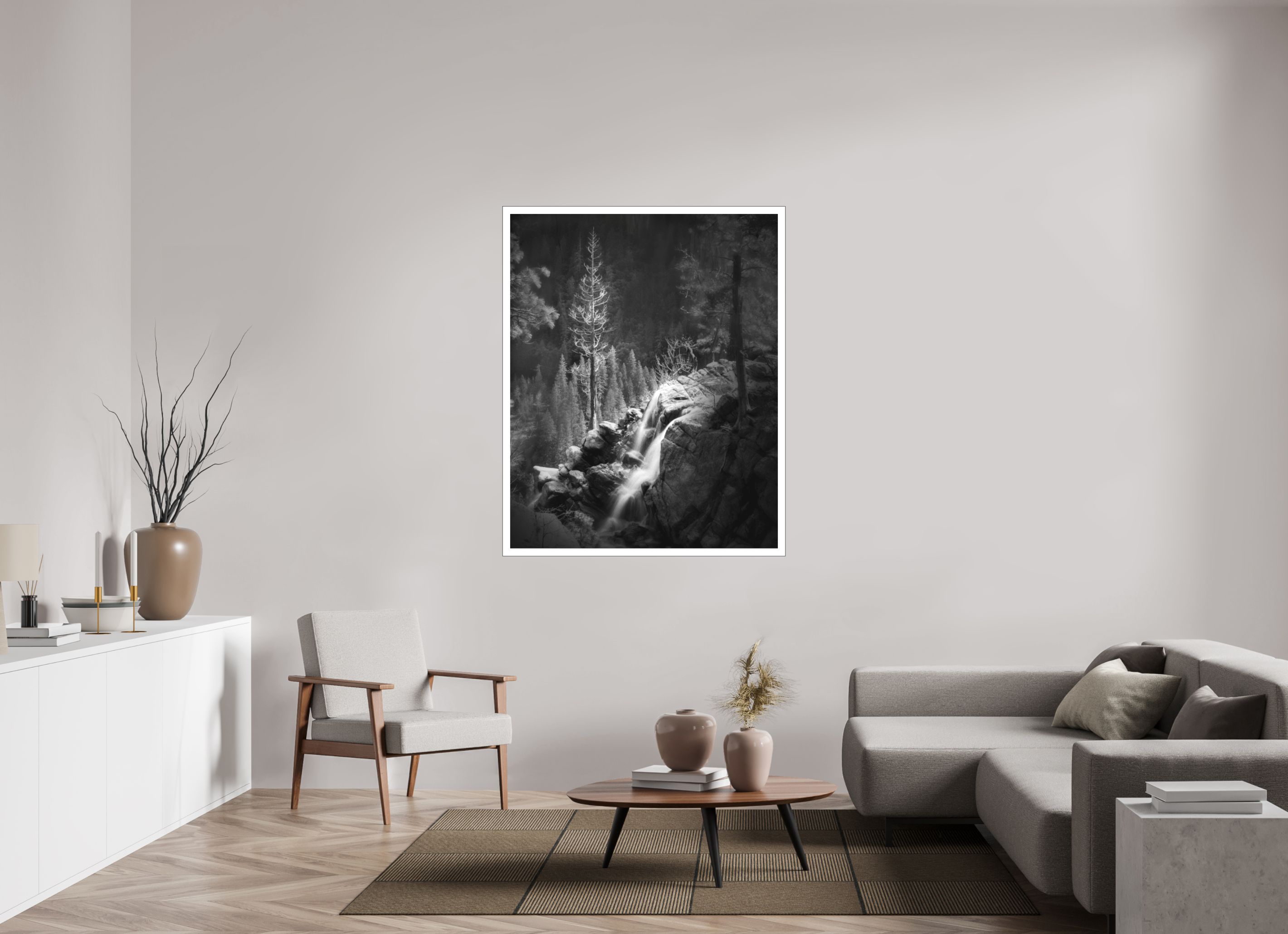43 x 53.7″, Bonded Acrylic Mat + Black Frame Lucidum: Yosemite's Cascade Creek