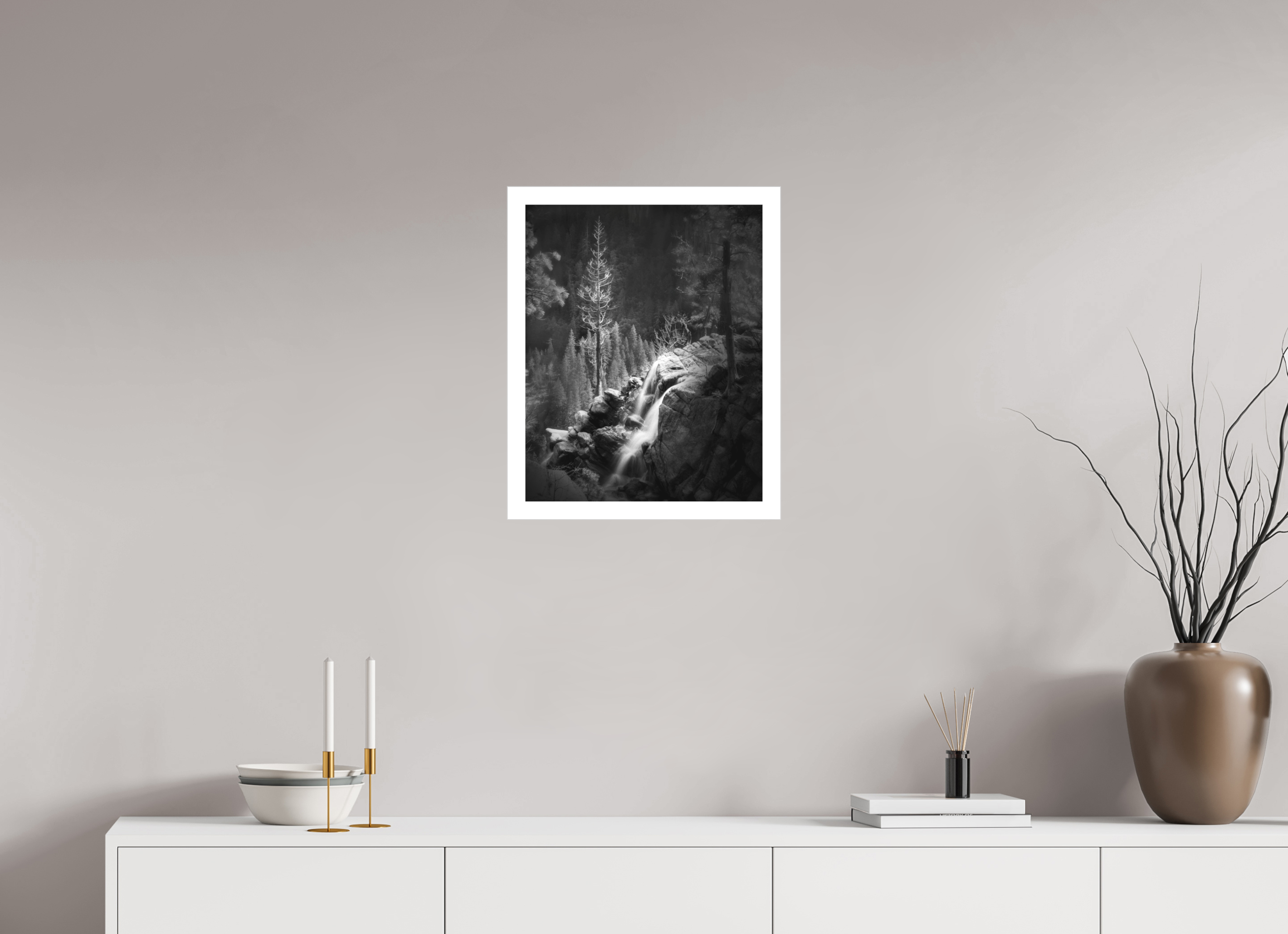 16 x 20″, Bonded Acrylic Mat + Silver Frame Lucidum: Yosemite's Cascade Creek