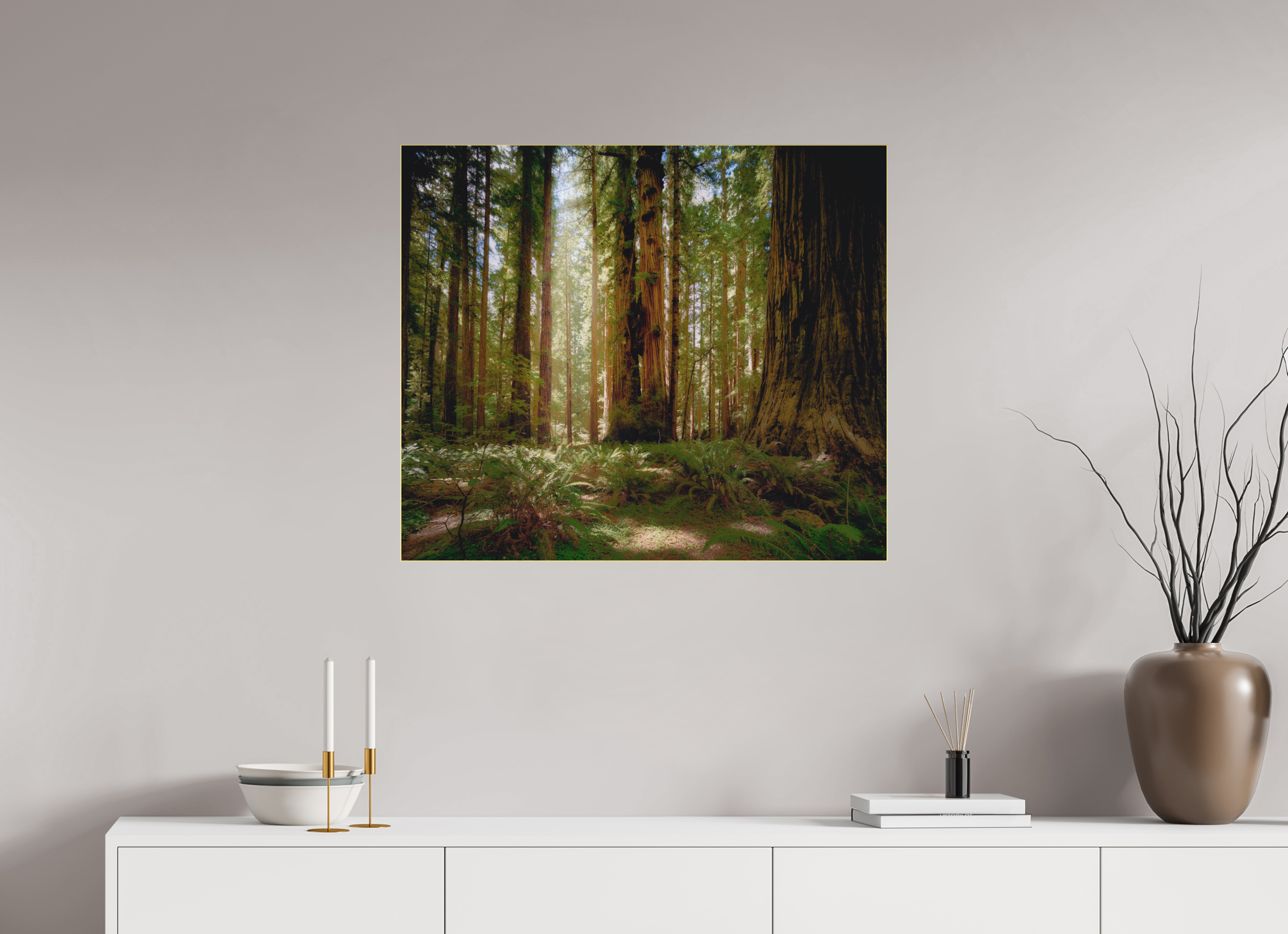 32.7 x 28″, Bonded Acrylic Gold Frame Life & Light Beneath the Giants