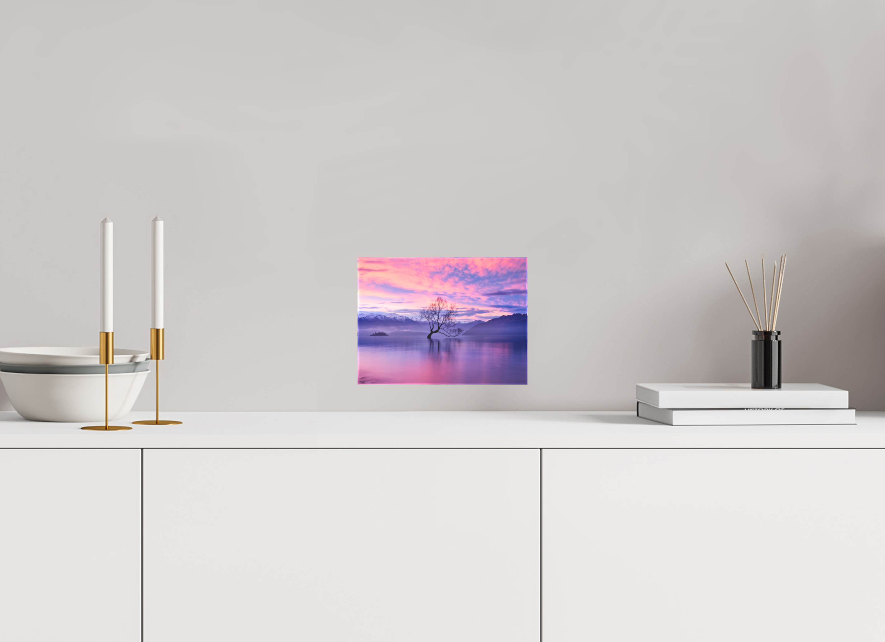 8 x 6″, Acrylic Block Gift Set Wanaka II: The Wanaka Tree Beneath a Brilliant Sunset