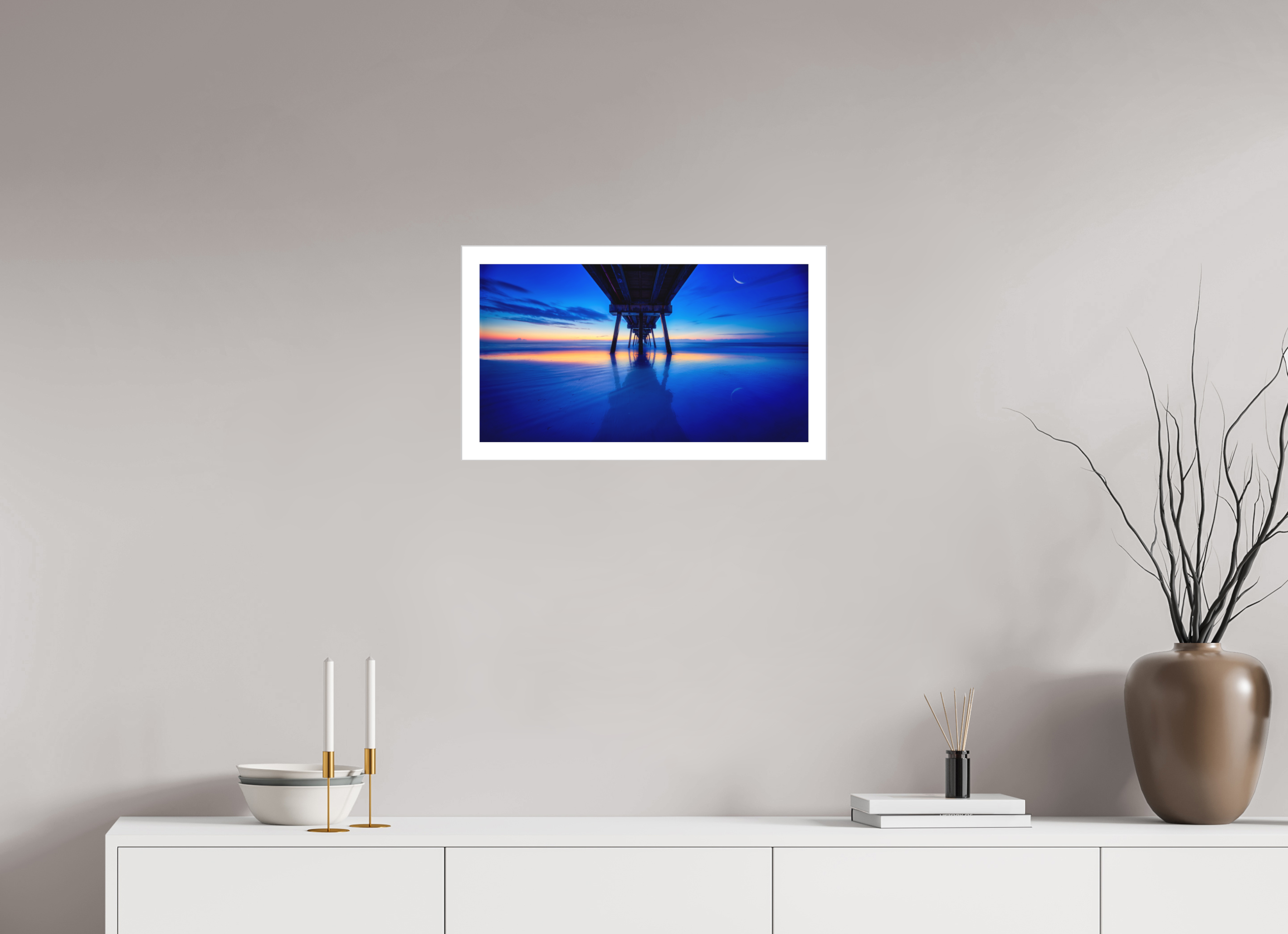 22.2 x 12″, Fine Art Bonded Acrylic Dawn at The Jax Pier