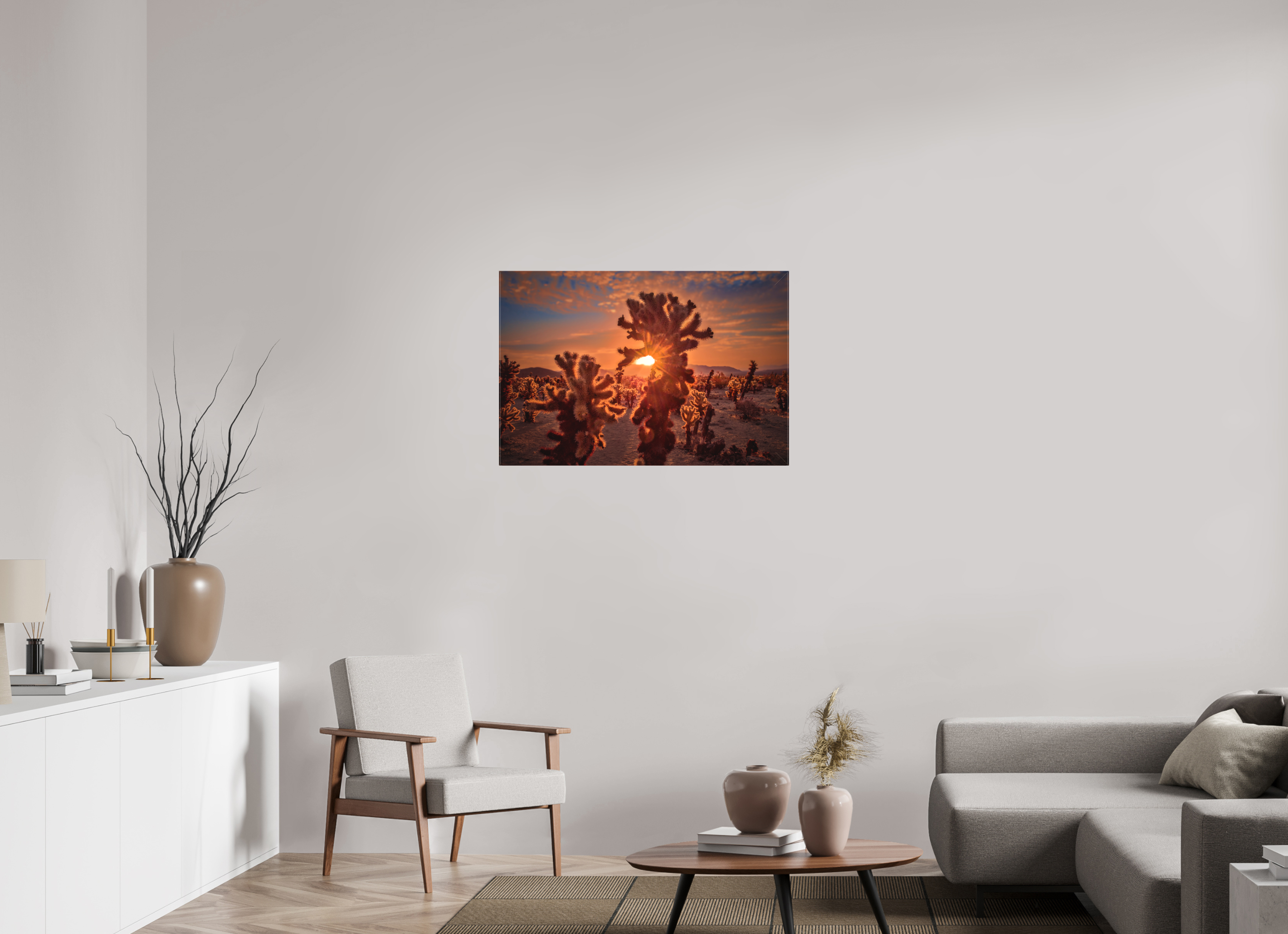 36 x 24″, Fine Art Textile Joshua Tree's Chollah Cactus
