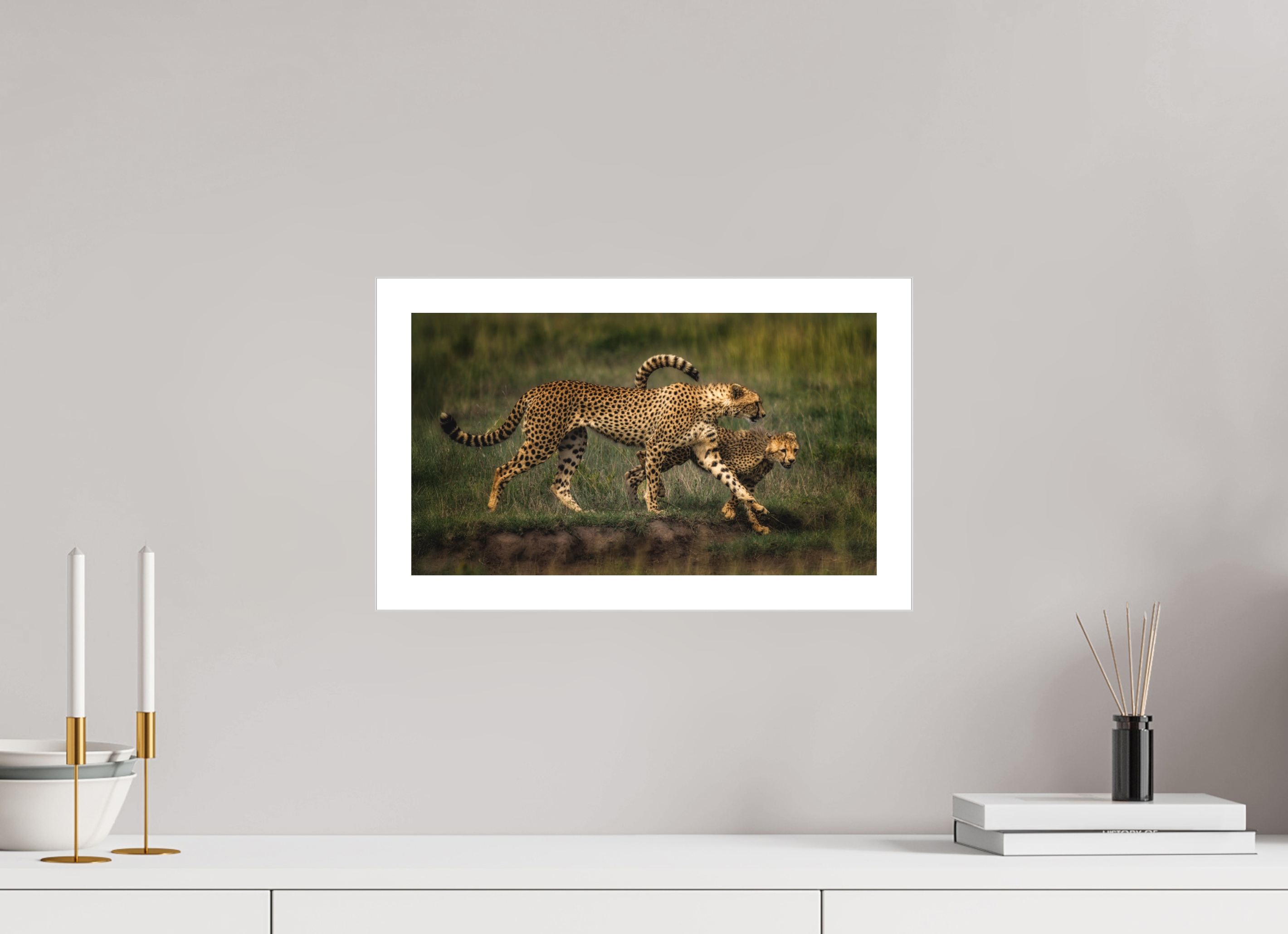 16 x 9″, Fine Art Bonded Acrylic Mother & Son on the Serengeti