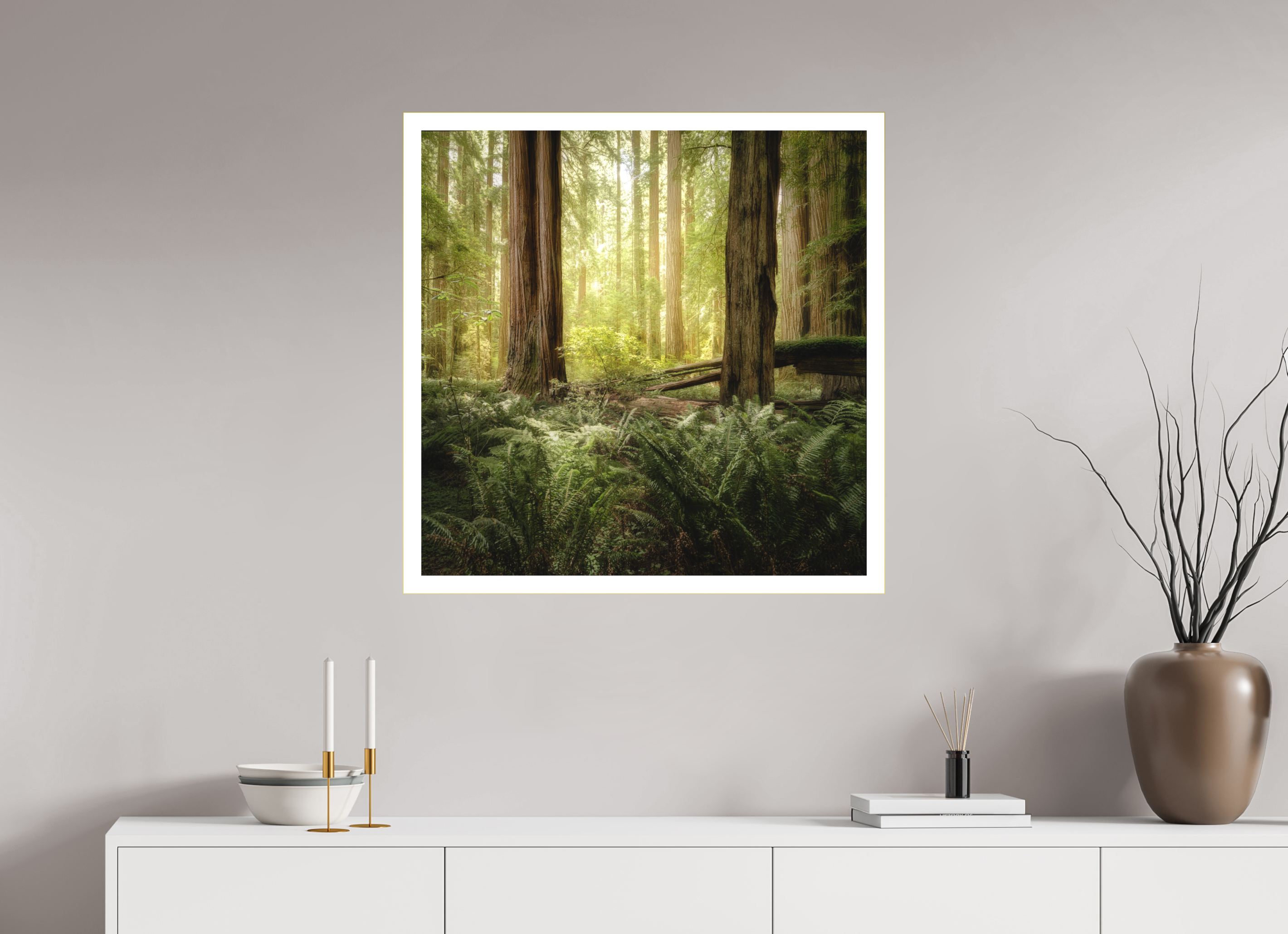 30 x 30″, Bonded Acrylic Mat + Gold Frame Lux Armarium: Stout Grove