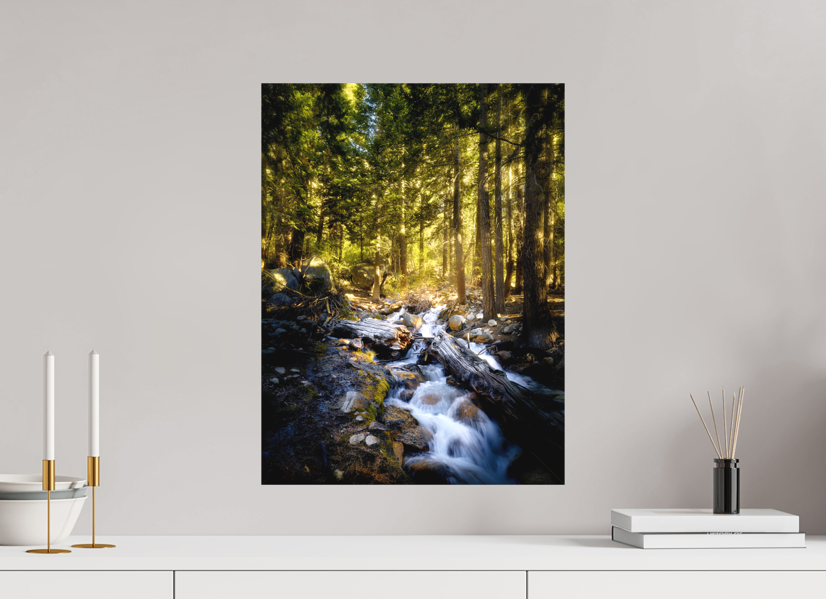 15 x 20″, Fine Art Textile Lone Pine Creek Waterfall on Mt. Whitney