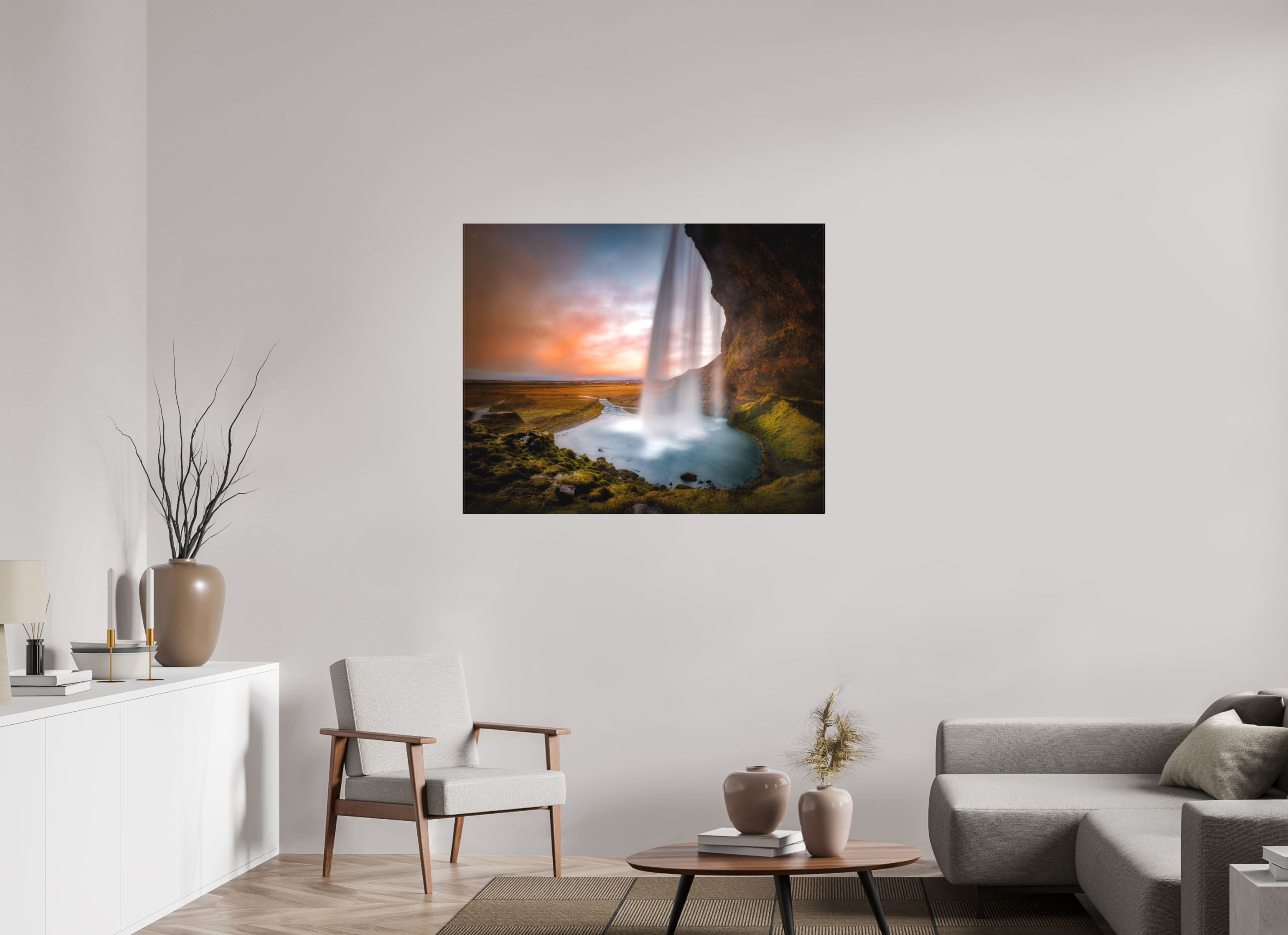 45.1 x 36″, Fine Art Textile Seljalandsfoss