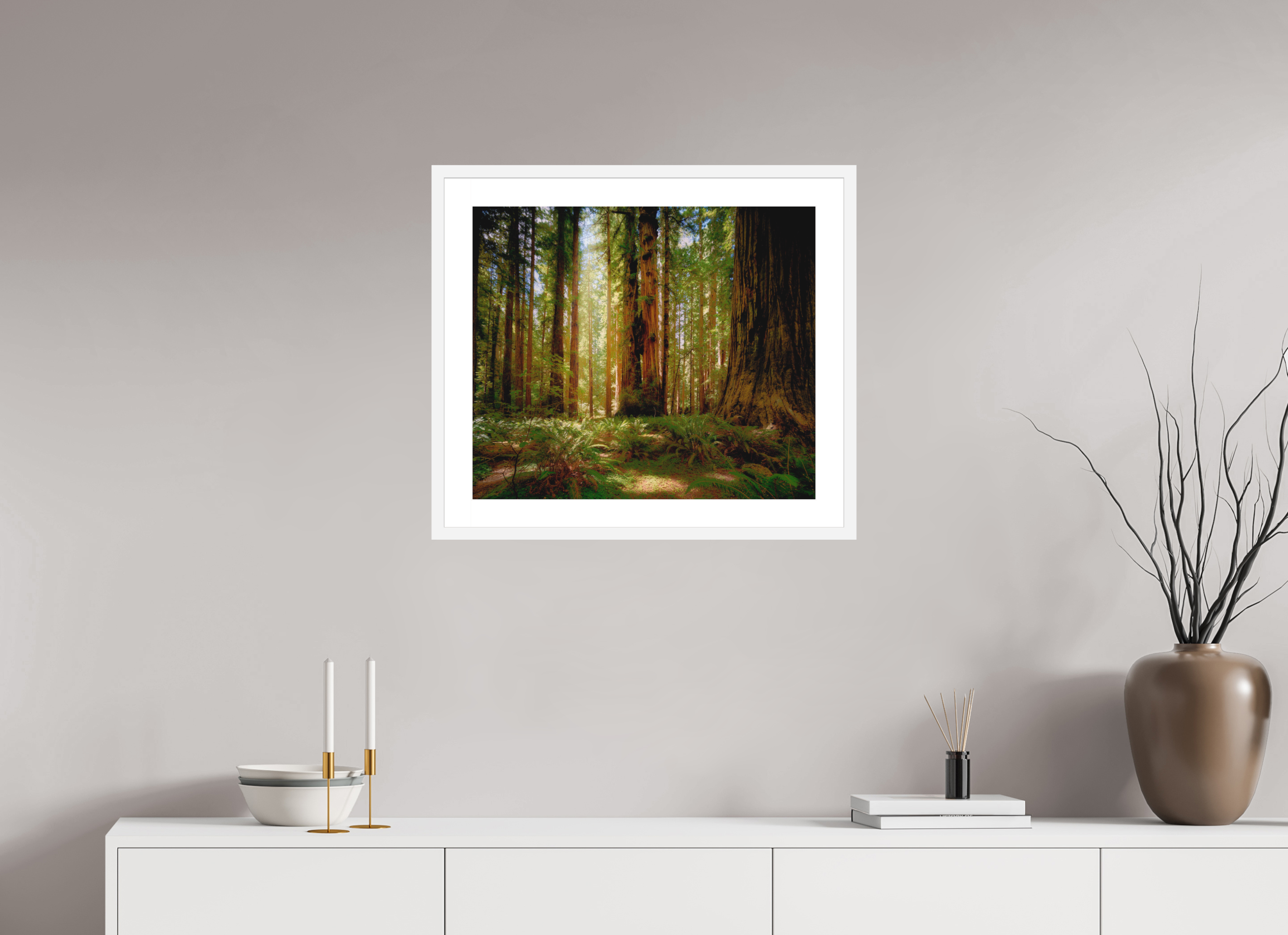 23.4 x 20″, Passe-Partout White Frame Life & Light Beneath the Giants