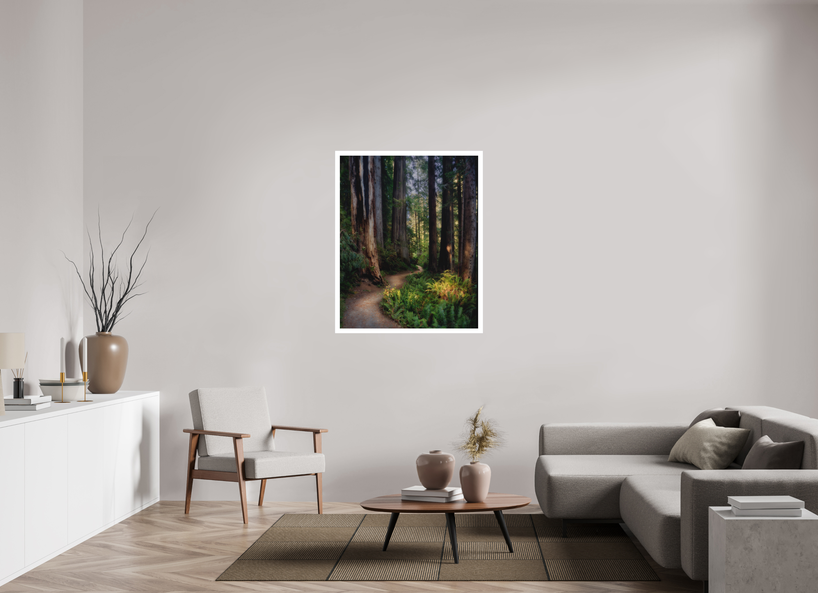 35 x 43.7″, Fine Art Bonded Acrylic Prairie Creek Redwoods Pathway