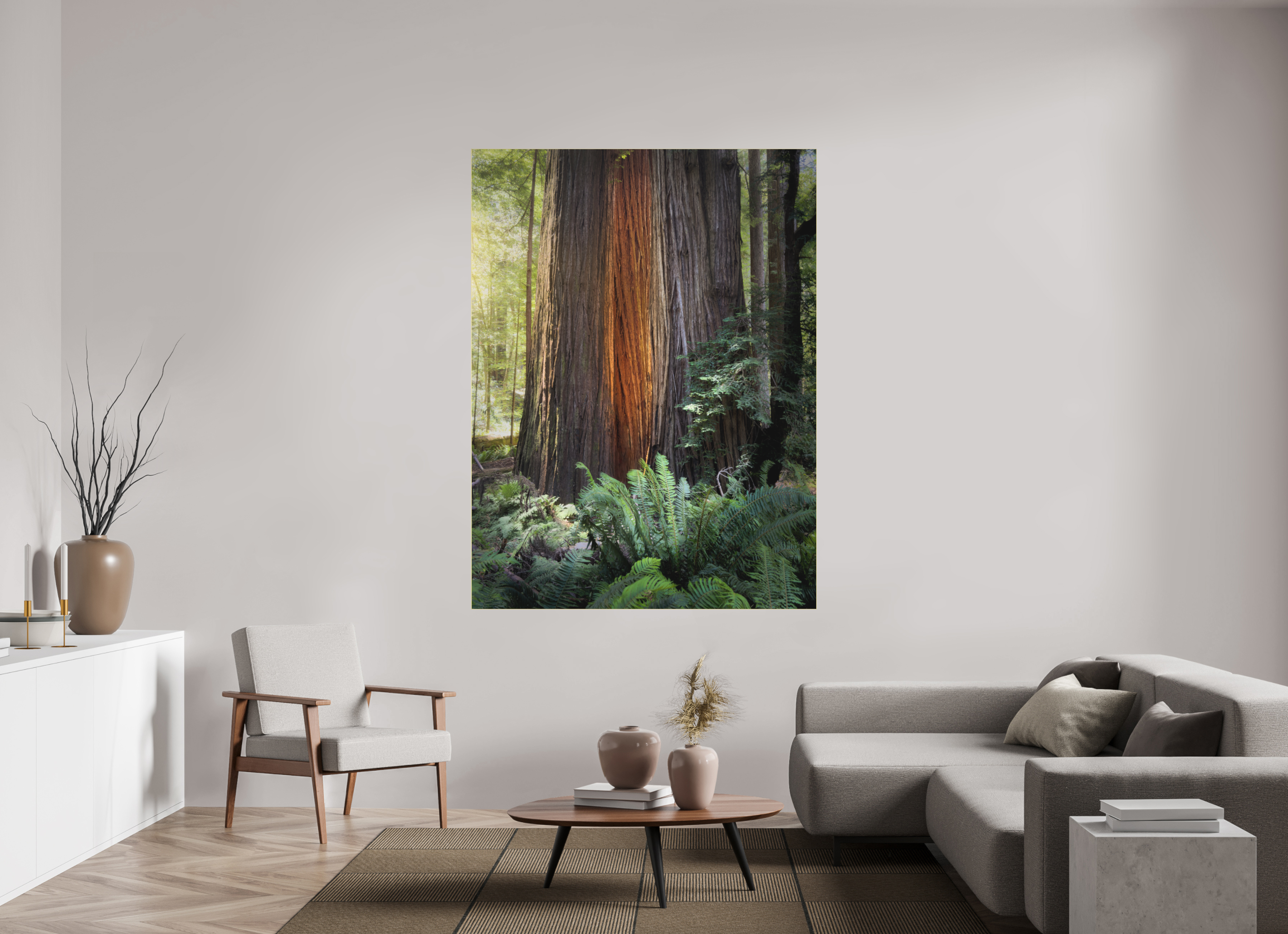 54 x 72″, Bonded Acrylic Gold Frame Glow in the Tall Trees Grove