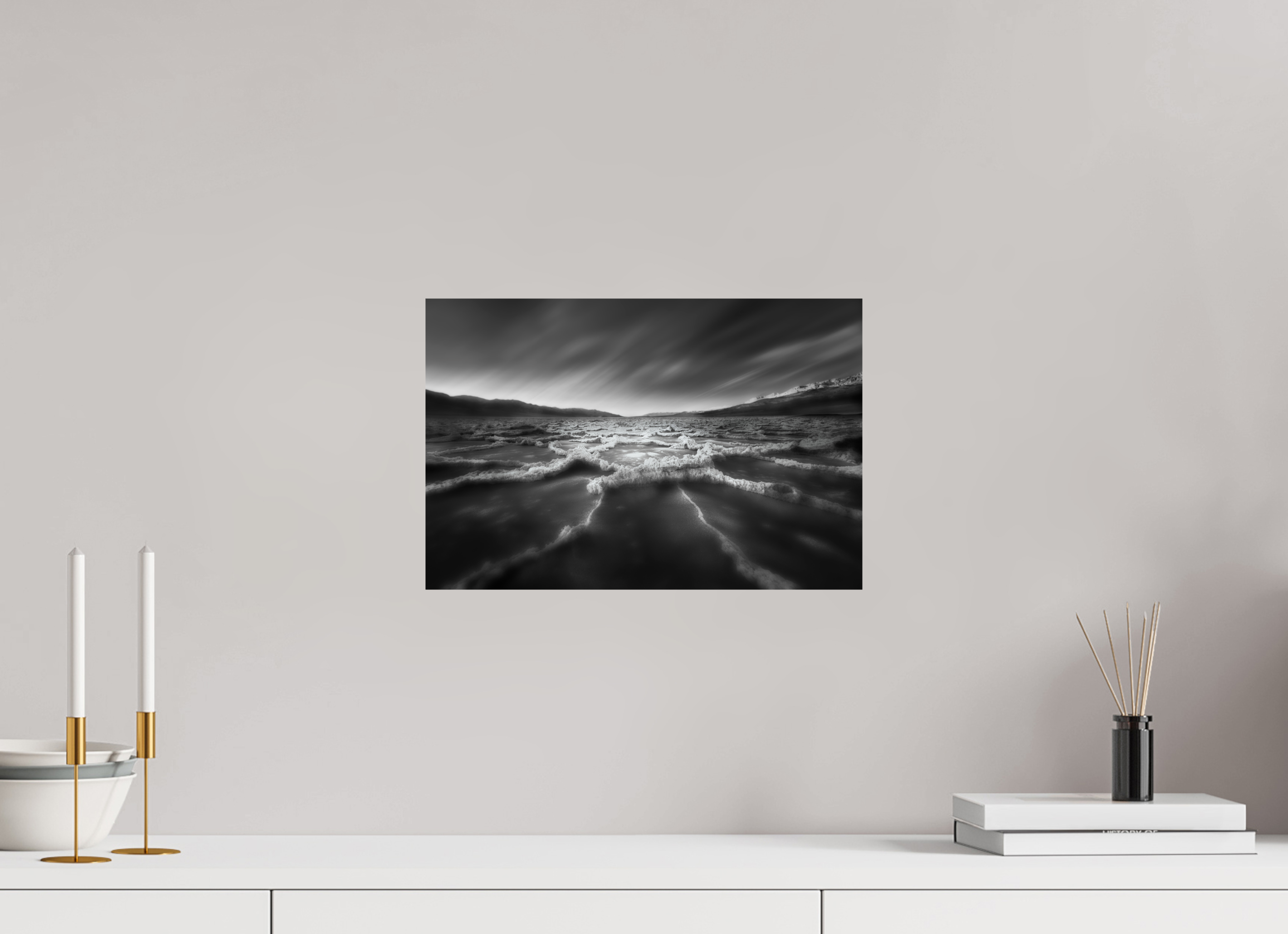 15 x 10″, Giclée Alu-Dibond Death Valley's Badwater Basin in Monochrome