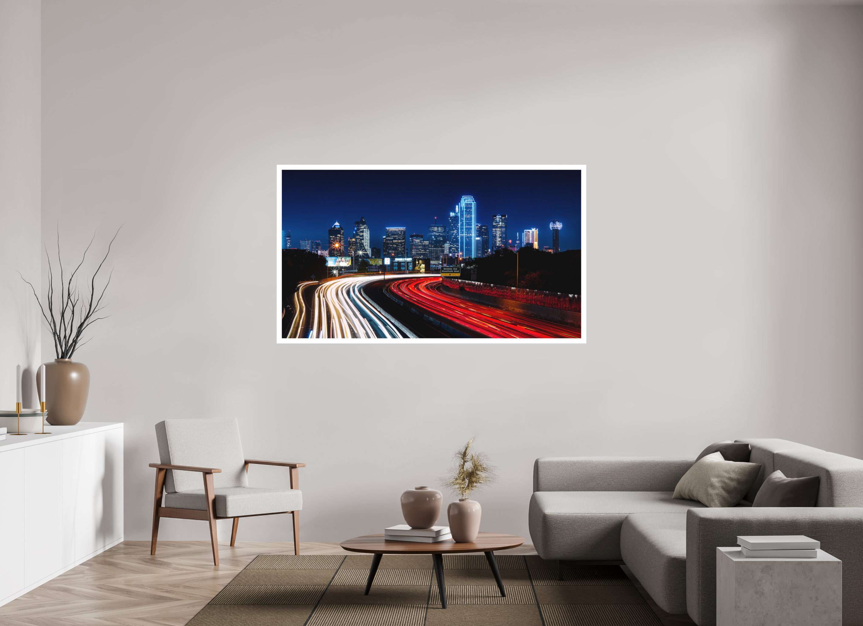 70 x 39.4″, Fine Art Bonded Acrylic Dallas Night Skyline: The Edgefield Prospect