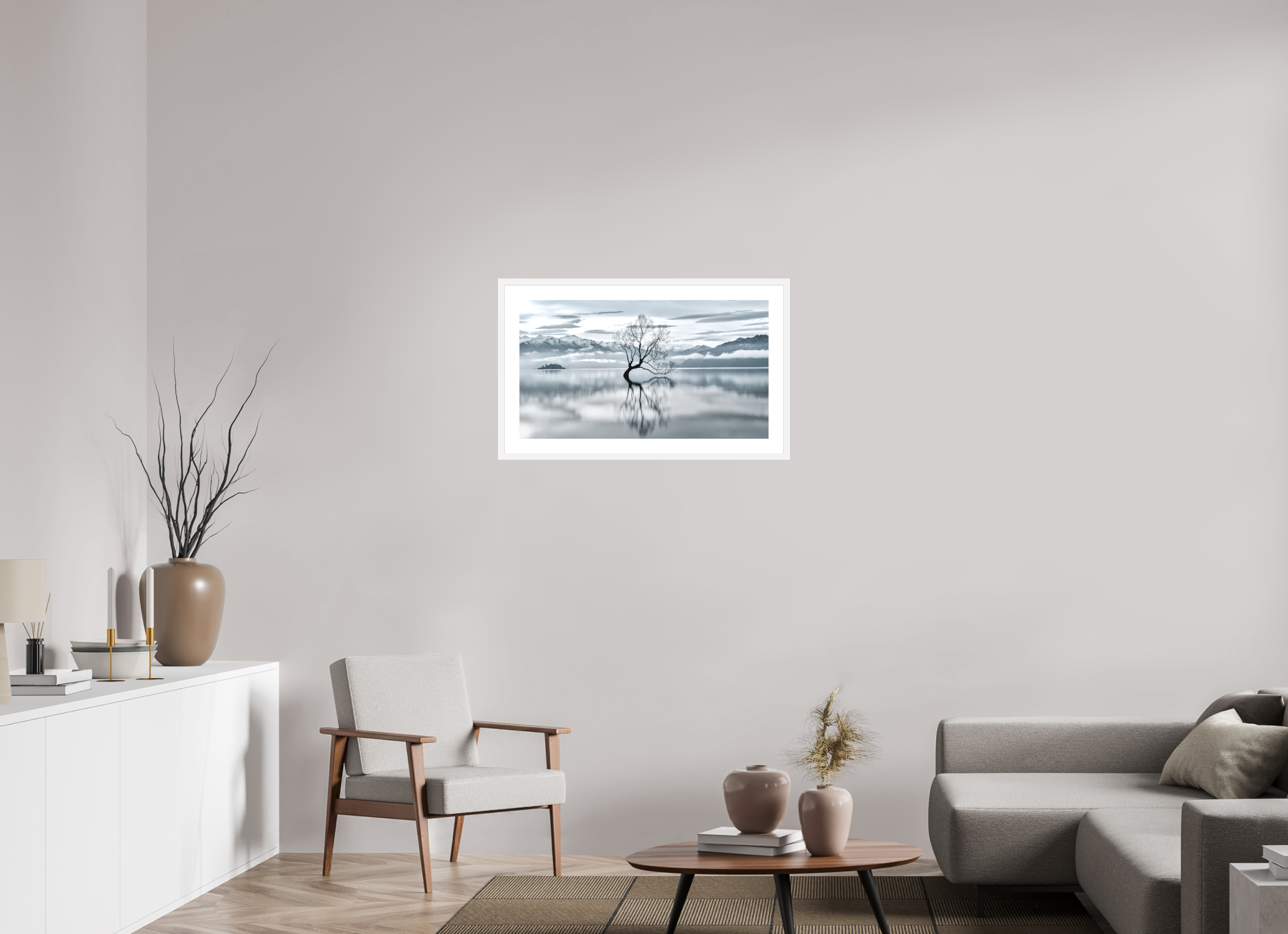 32 x 18″, Passe-Partout White Frame Wanaka III: Almost Monochrome