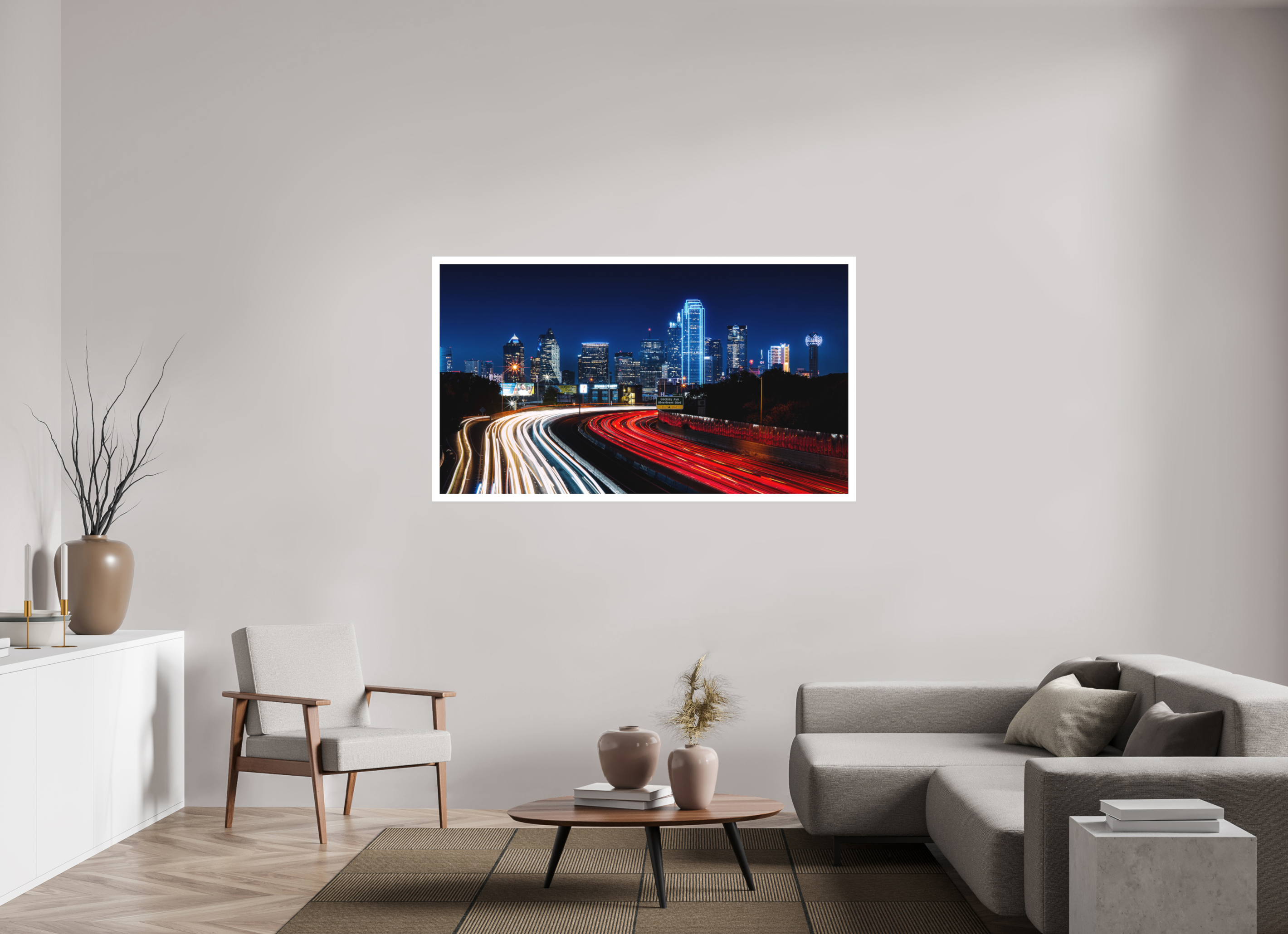 64 x 36″, Fine Art Bonded Acrylic Dallas Night Skyline: The Edgefield Prospect