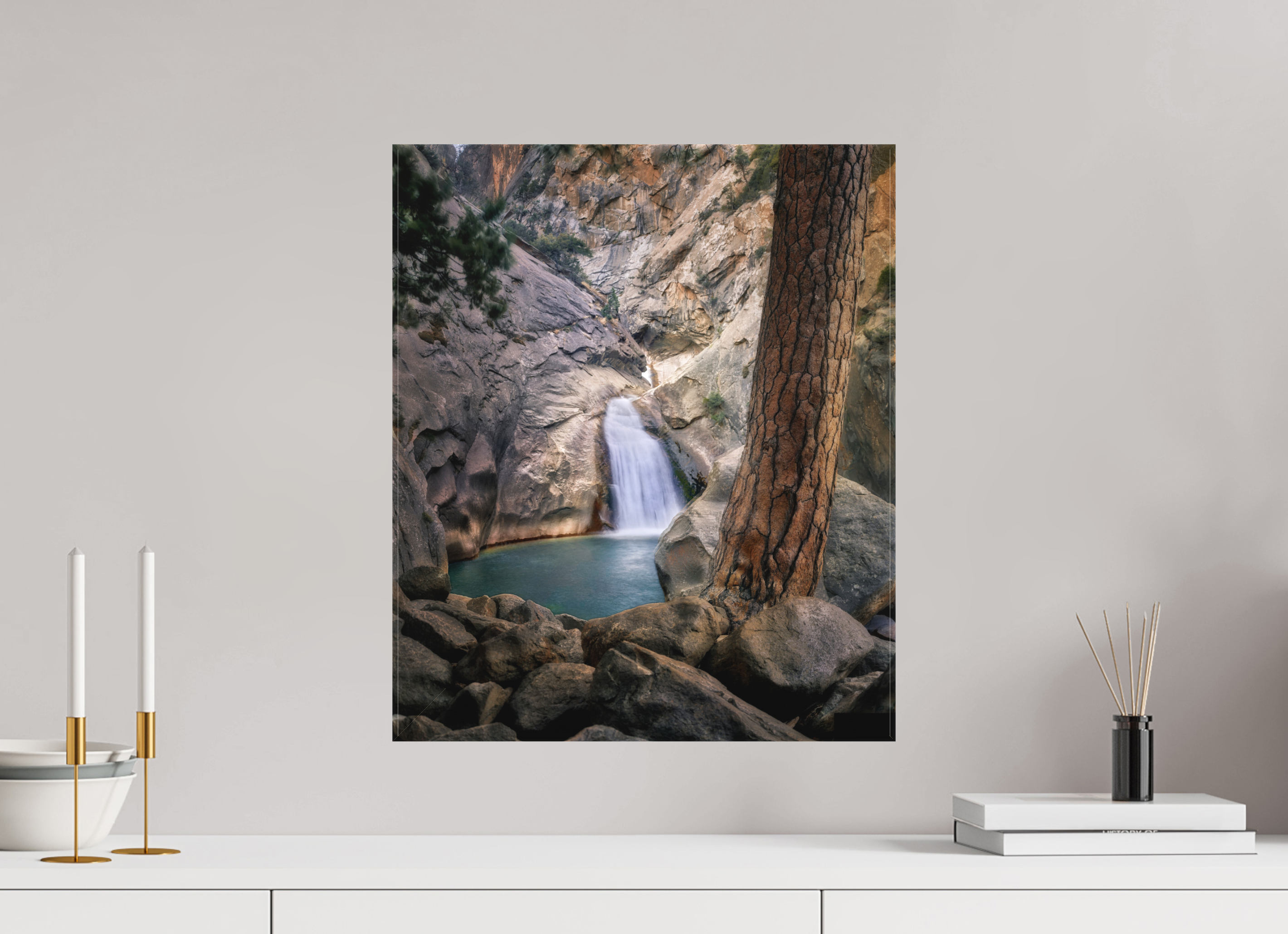 16 x 19.1″, Fine Art Textile Roaring River Falls 1 —Kings Canyon