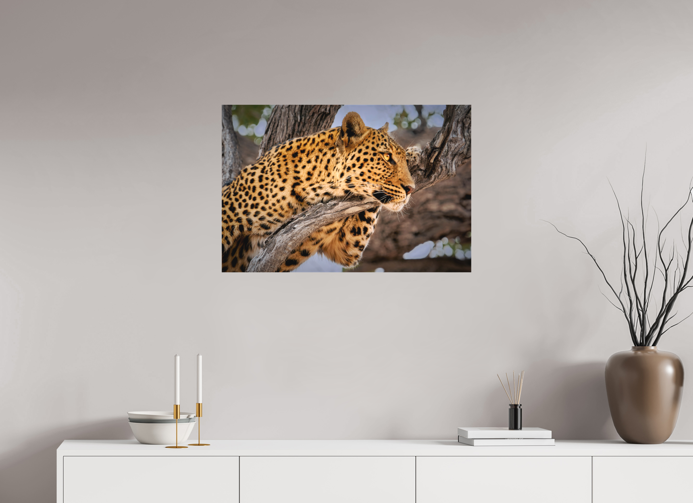 30 x 20″, Fine Art Textile Leopard Princess of Savute