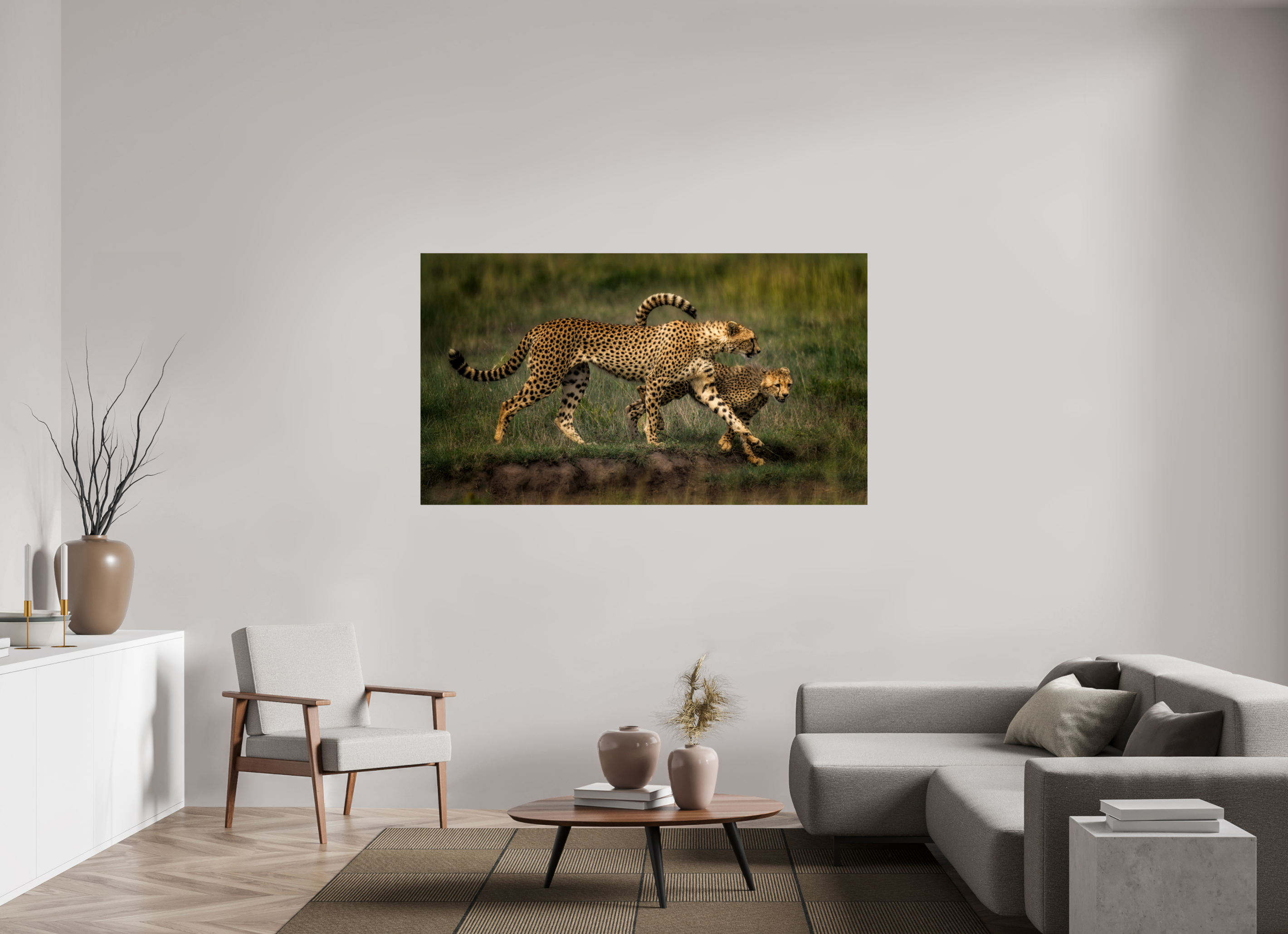 70 x 39.4″, Giclée Alu-Dibond Mother & Son on the Serengeti