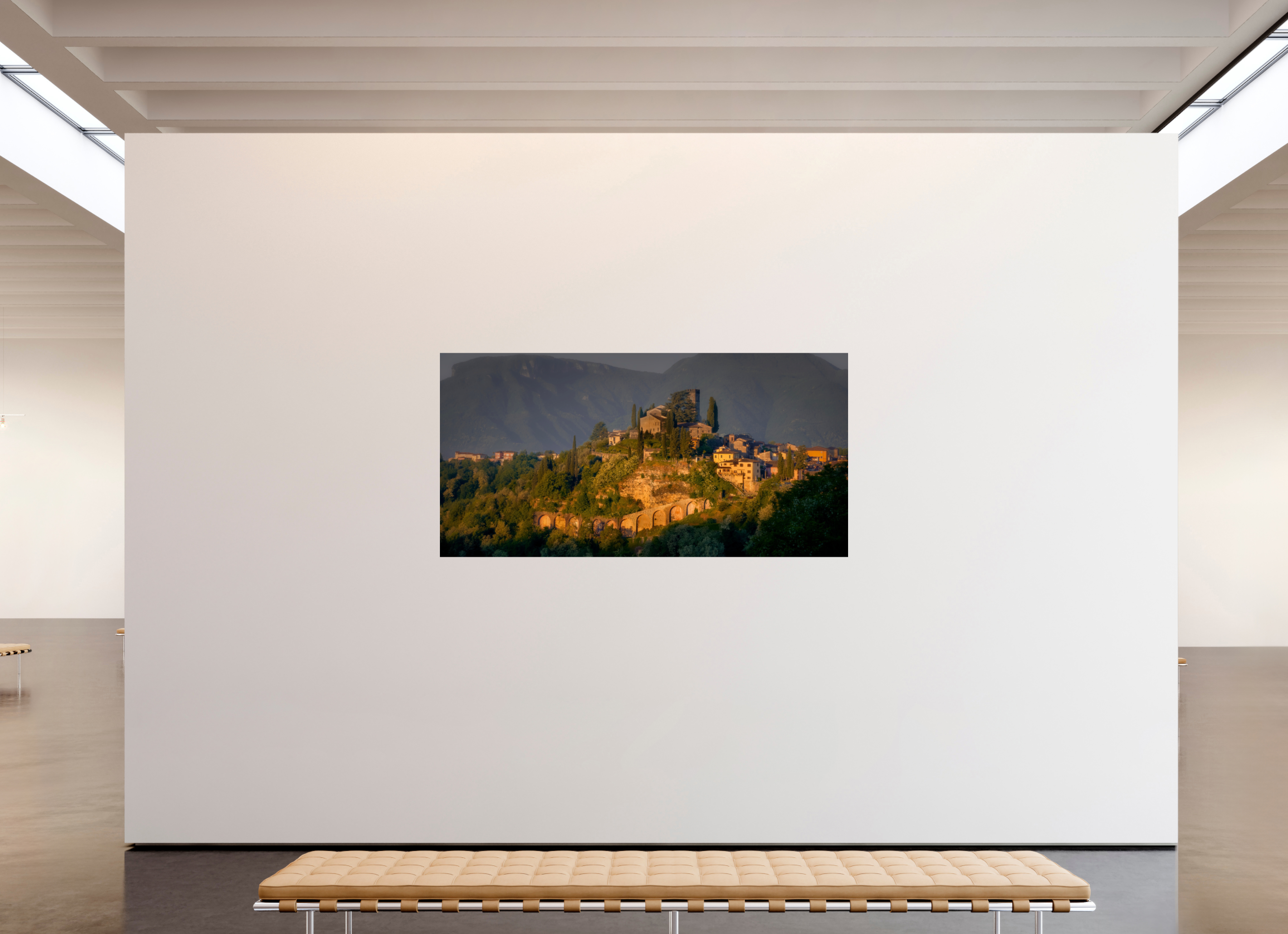 80 x 40″, Giclée Alu-Dibond Morning Glow on Barga, Tuscany