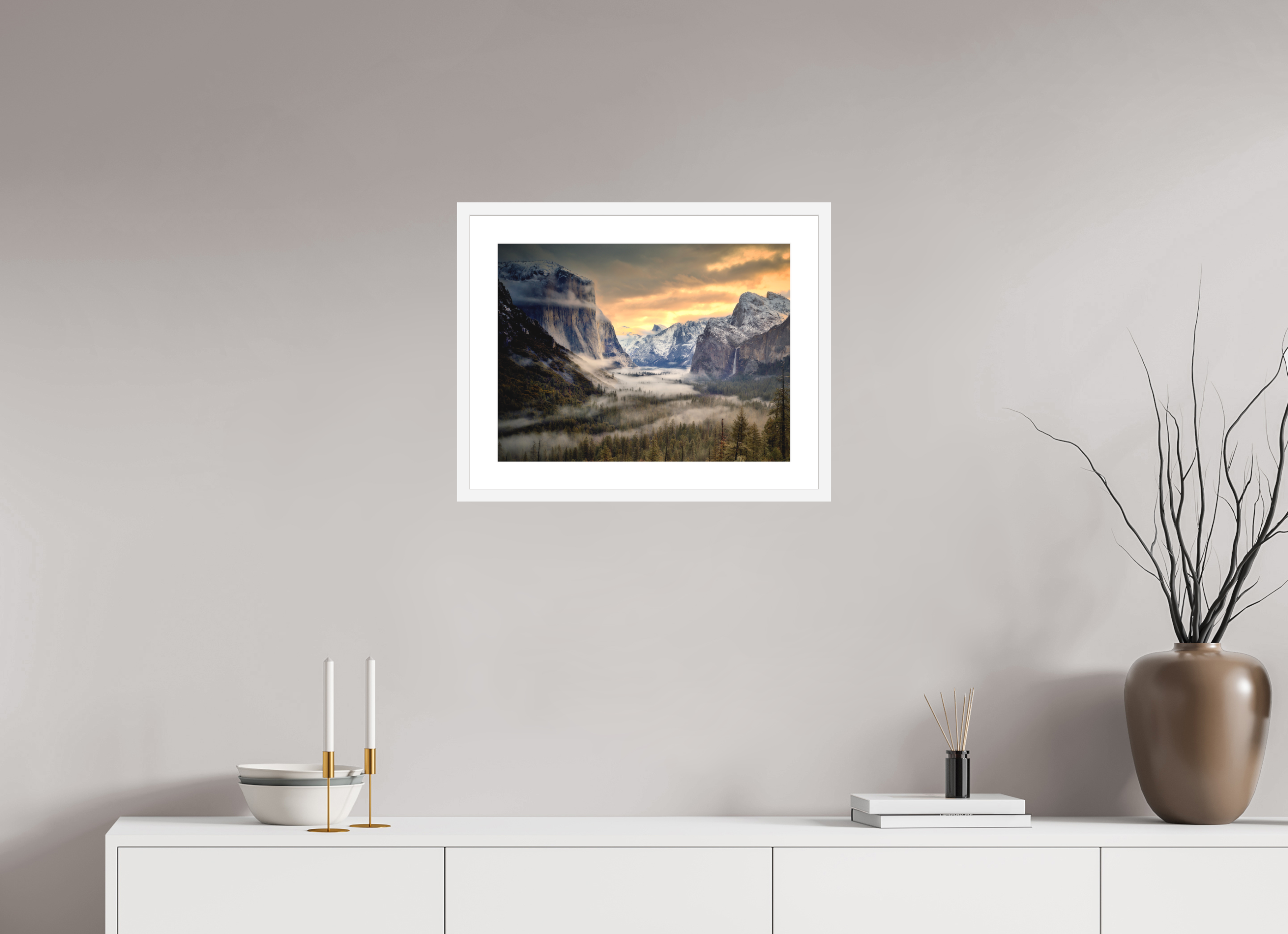 20 x 15″, Passe-Partout White Frame Tunnel View Winter Dawn
