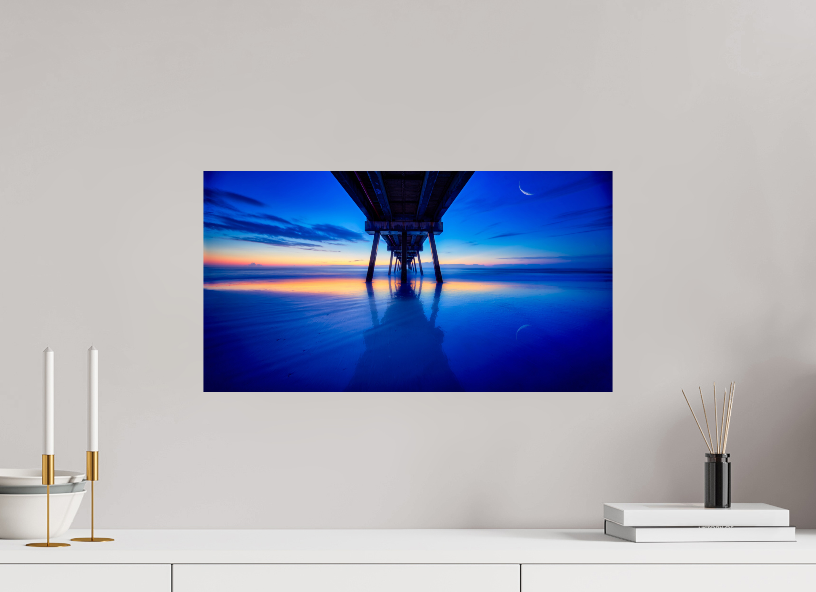 22.2 x 12″, Giclée Alu-Dibond Dawn at The Jax Pier