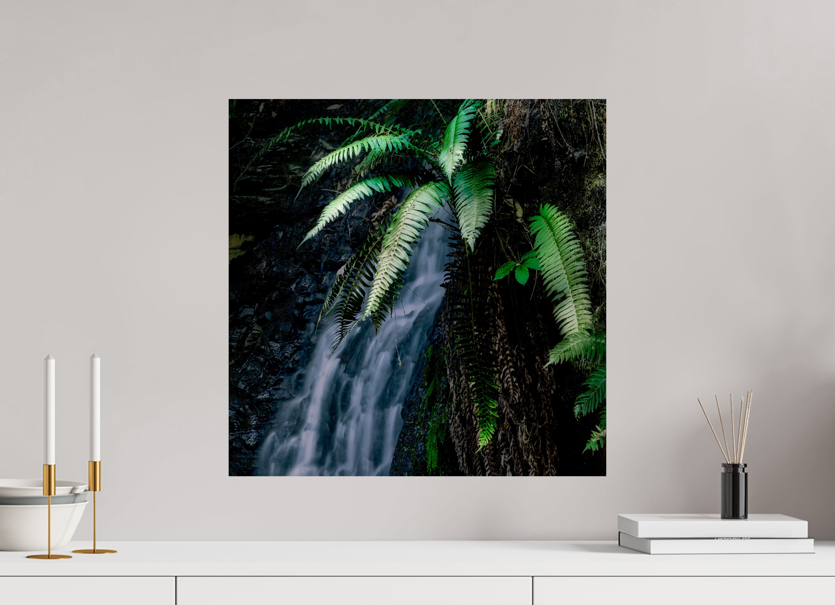 20 x 20″, Giclée Alu-Dibond Sword Ferns on Tiptoe FallsI