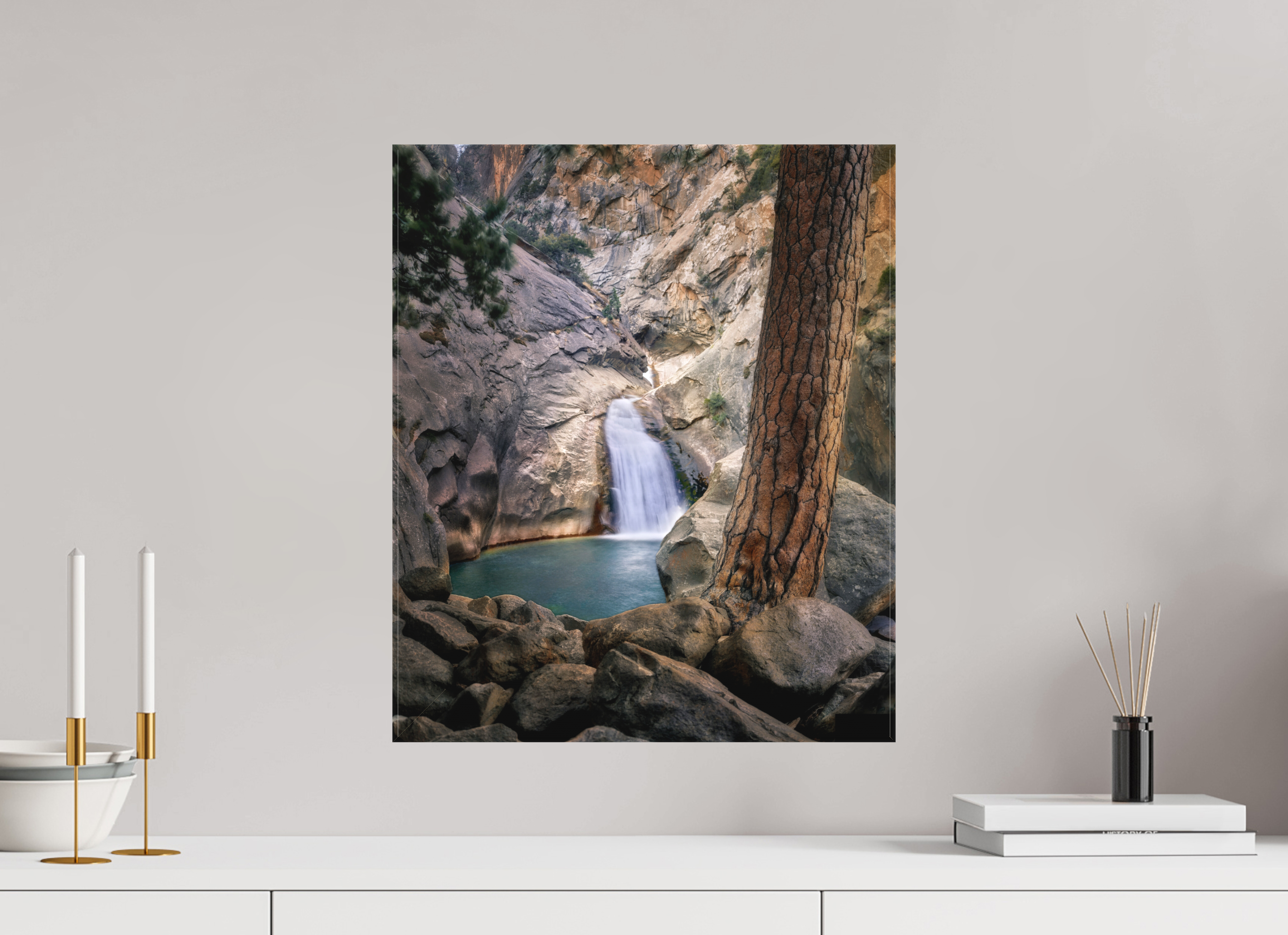 16 x 19.1″, Fine Art Textile Roaring River Falls I —Kings Canyon
