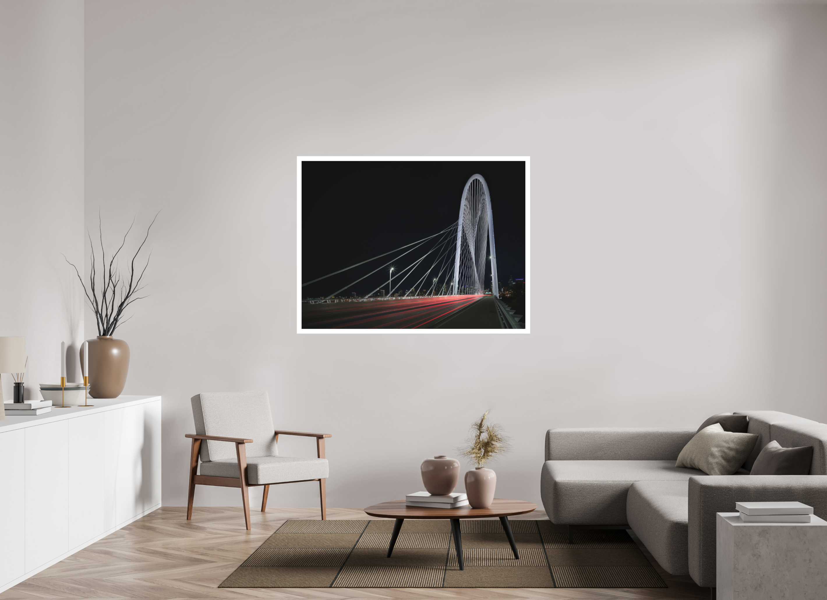 56 x 42″, Fine Art Bonded Acrylic Margaret Hunt Hill Bridge & Traffic Light Trails