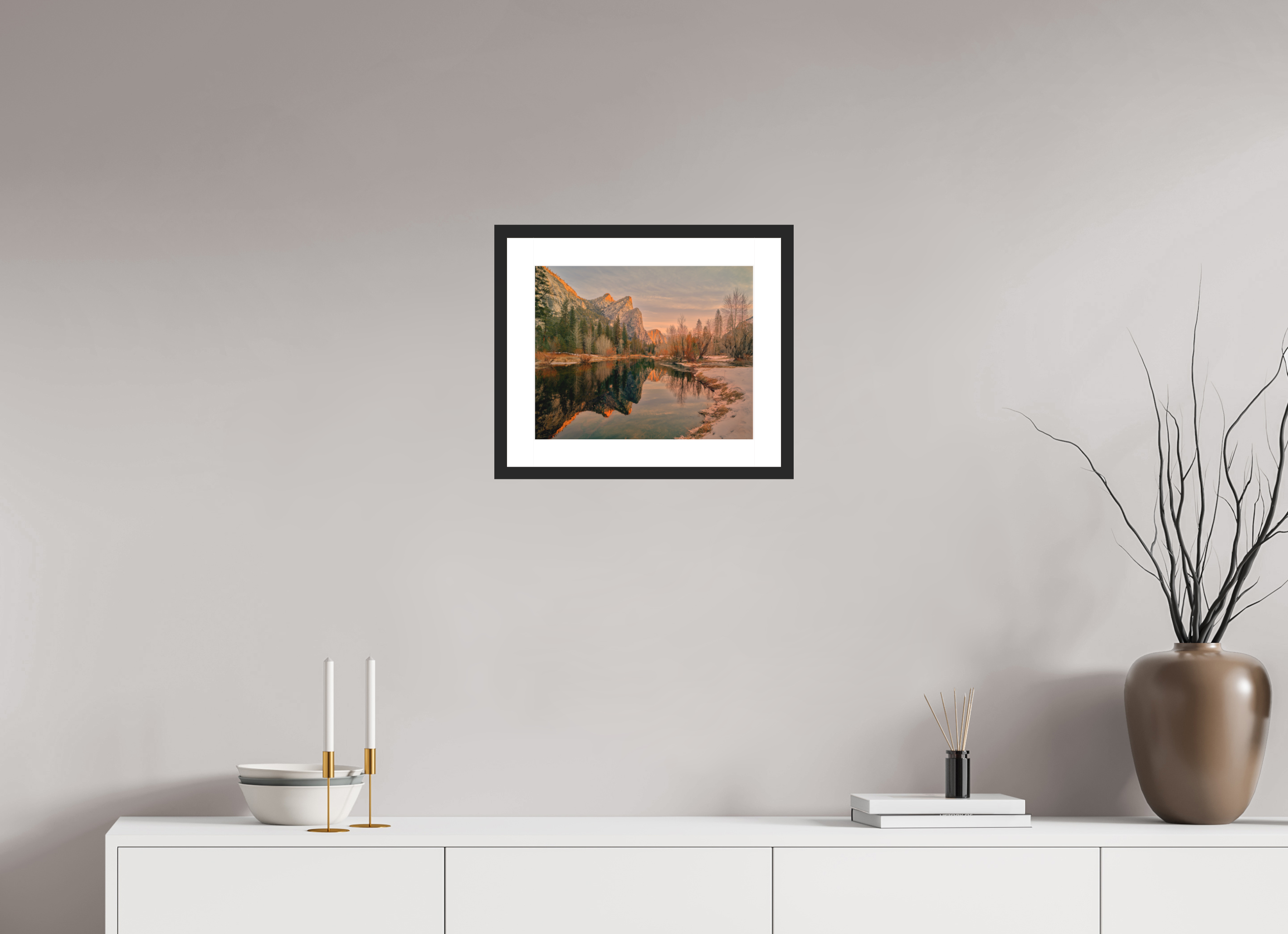 15 x 12″, Passe-Partout Black Frame Yosemite's Leviathans in Winter Dawn Light