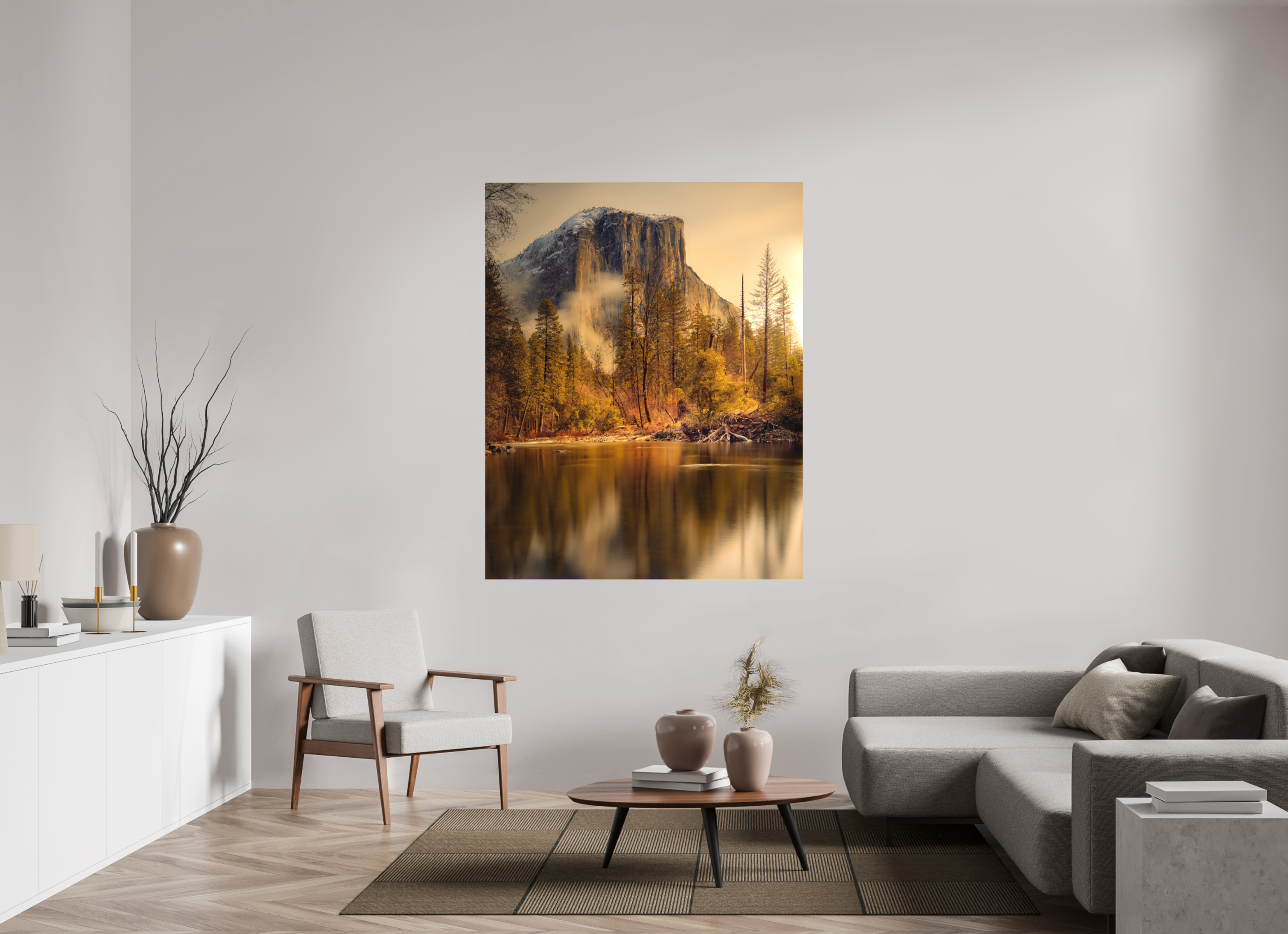 51 x 63.7″, Bonded Acrylic Gold Frame Winter Sunrise At El Capitan