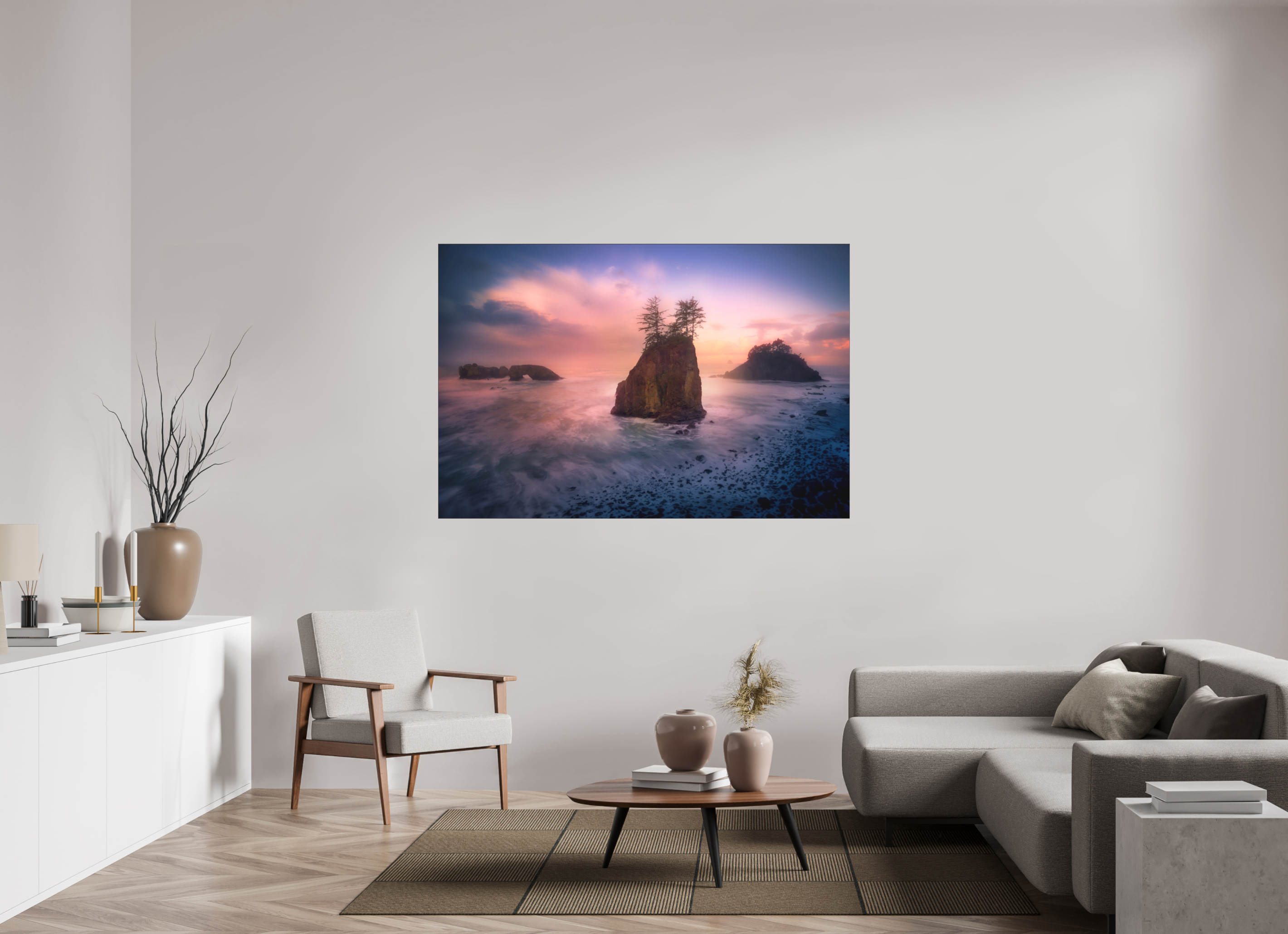 66 x 44″, Bonded Acrylic Black Frame The Oregon Coast: Secret Beach