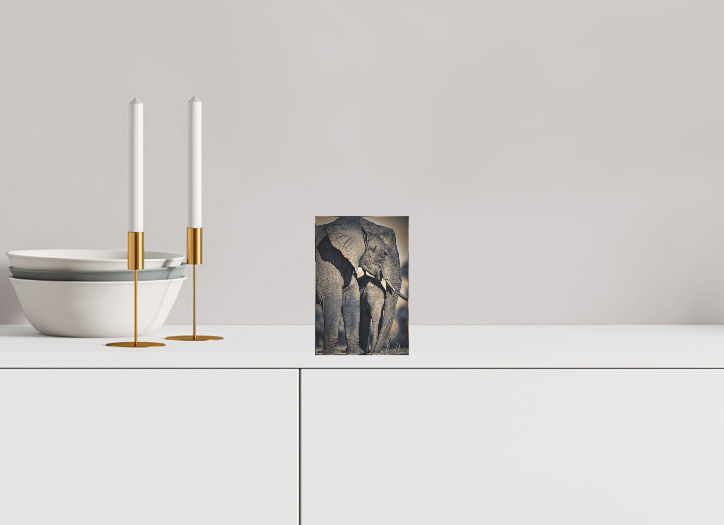 4 x 6″, Acrylic Block Gift Set Mother Elephant & Calf