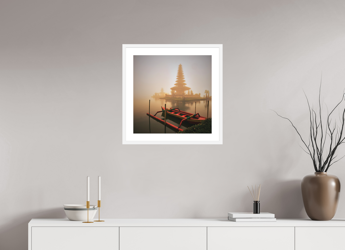 20 x 20″, Passe-Partout White Frame Bali: Temple Pura Ulun Danu Bratan