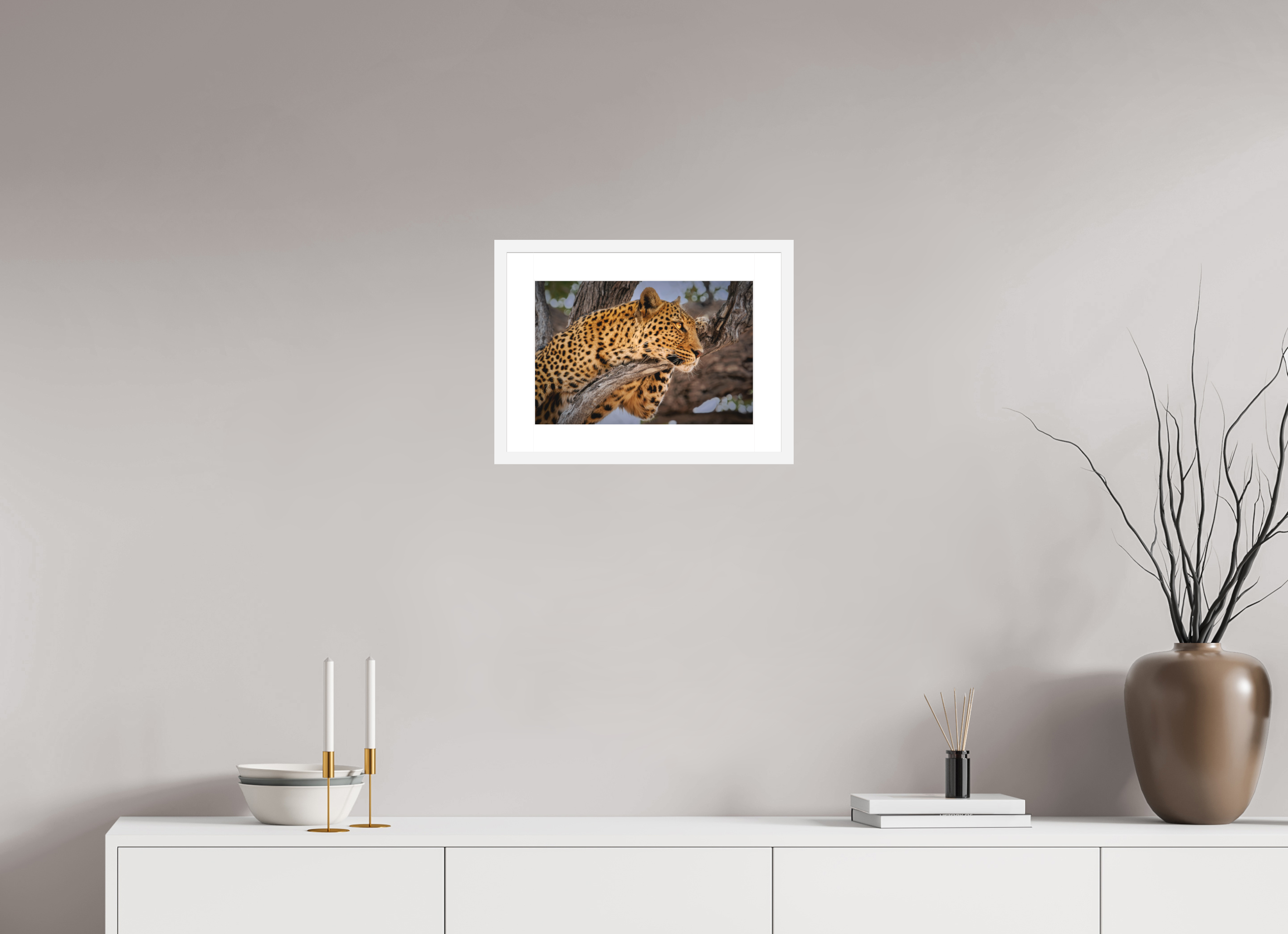 15 x 10″, Passe-Partout White Frame Leopard Princess of Savute