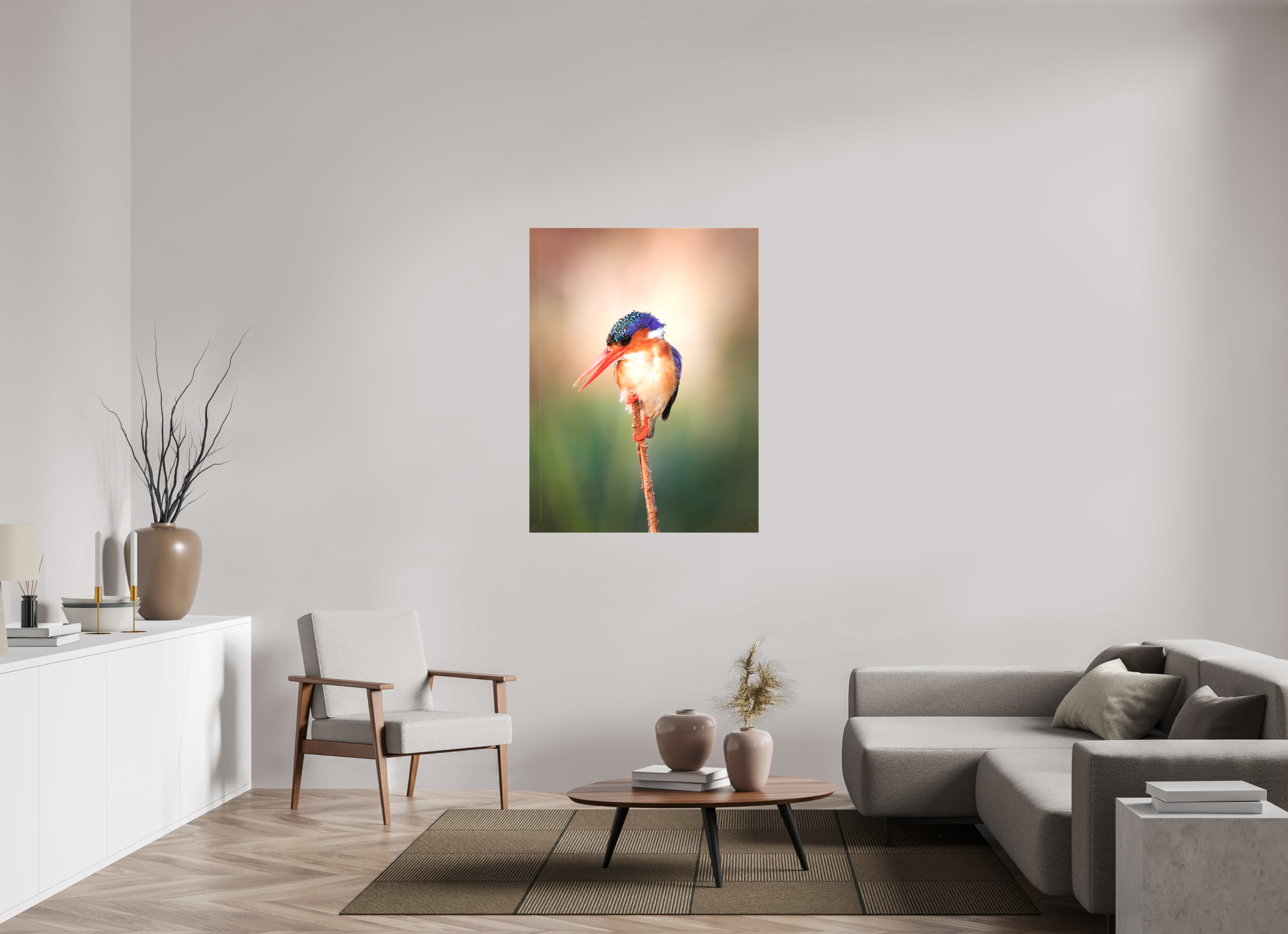 36 x 48″, Fine Art Textile Chobe River Kingfisher