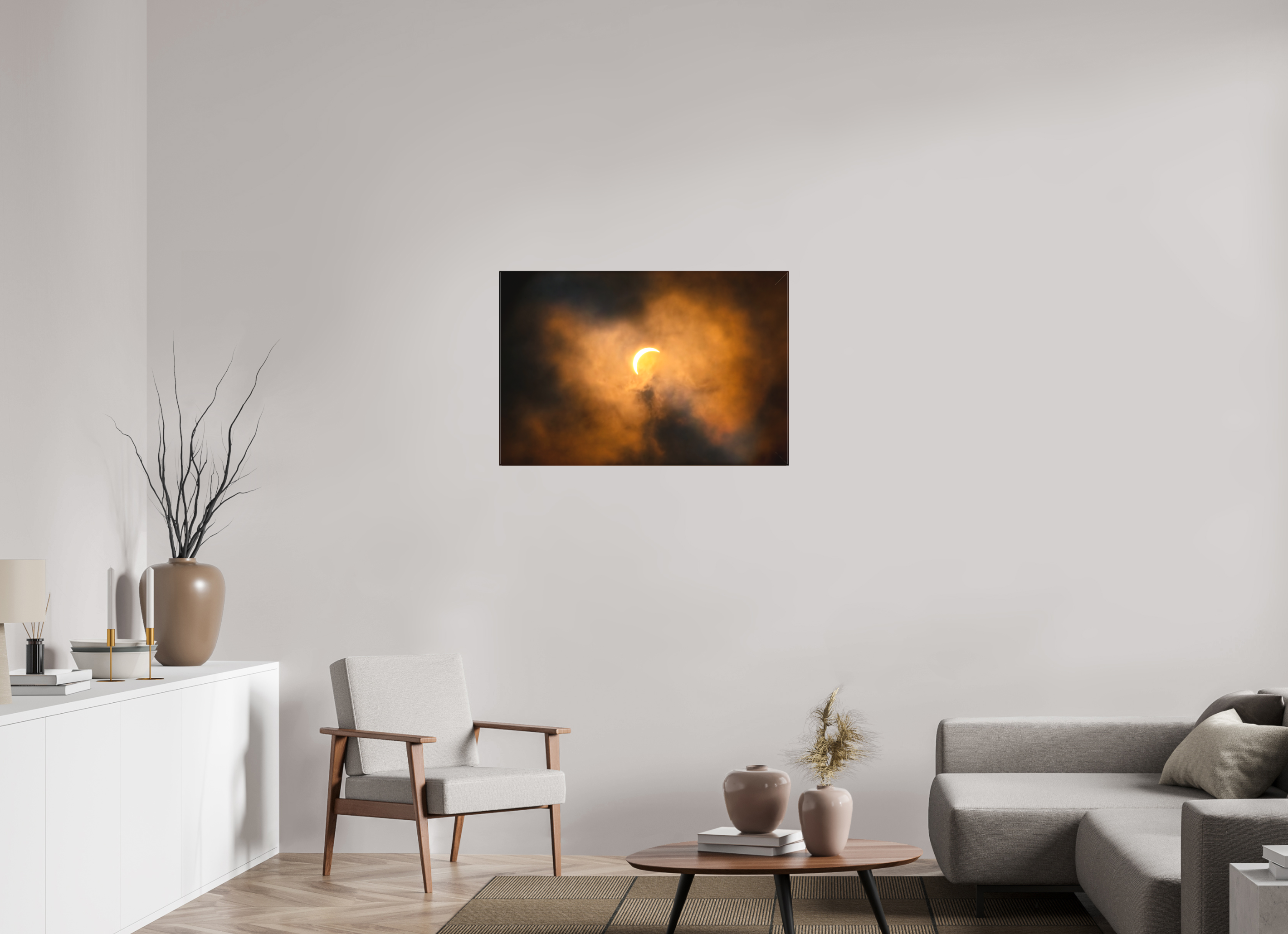 36 x 24″, Fine Art Textile 2024 Eclipse: Crescent Sun