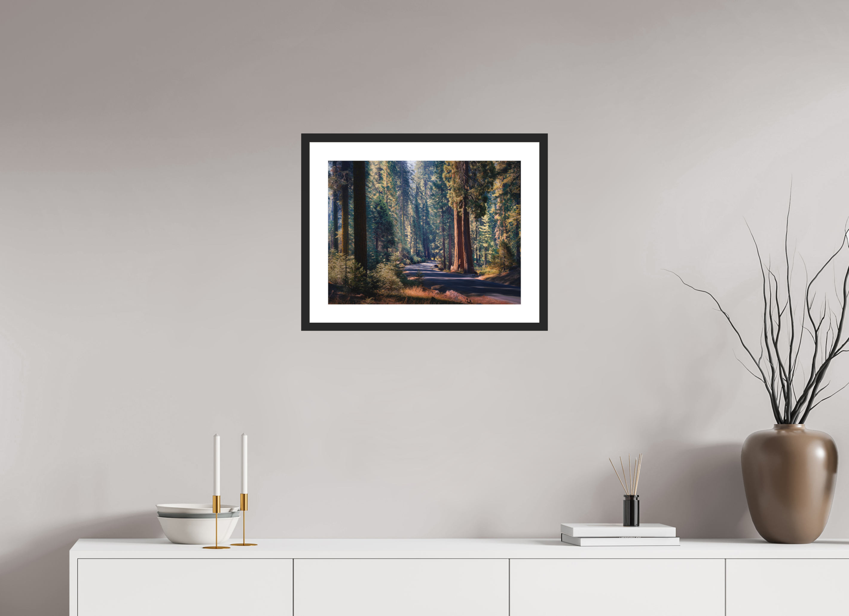 20 x 15″, Passe-Partout Black Frame The Generals Highway I : Sequoia National Park