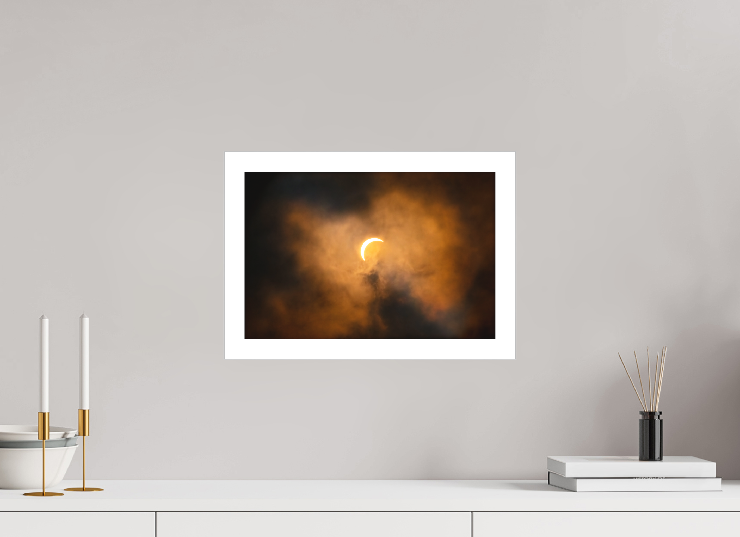 15 x 10″, Fine Art Bonded Acrylic 2024 Eclipse: Crescent Sun