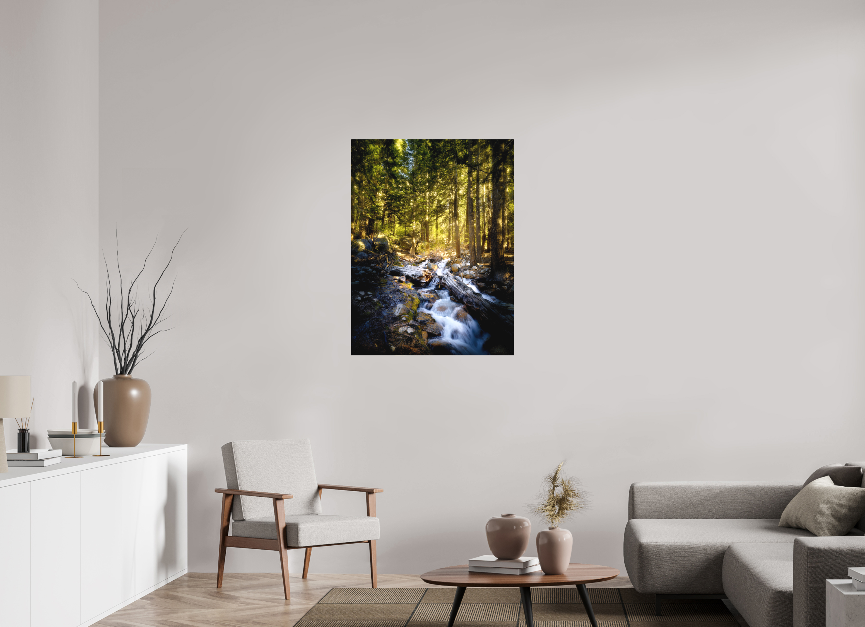30 x 40″, Fine Art Textile Lone Pine Creek Waterfall on Mt. Whitney
