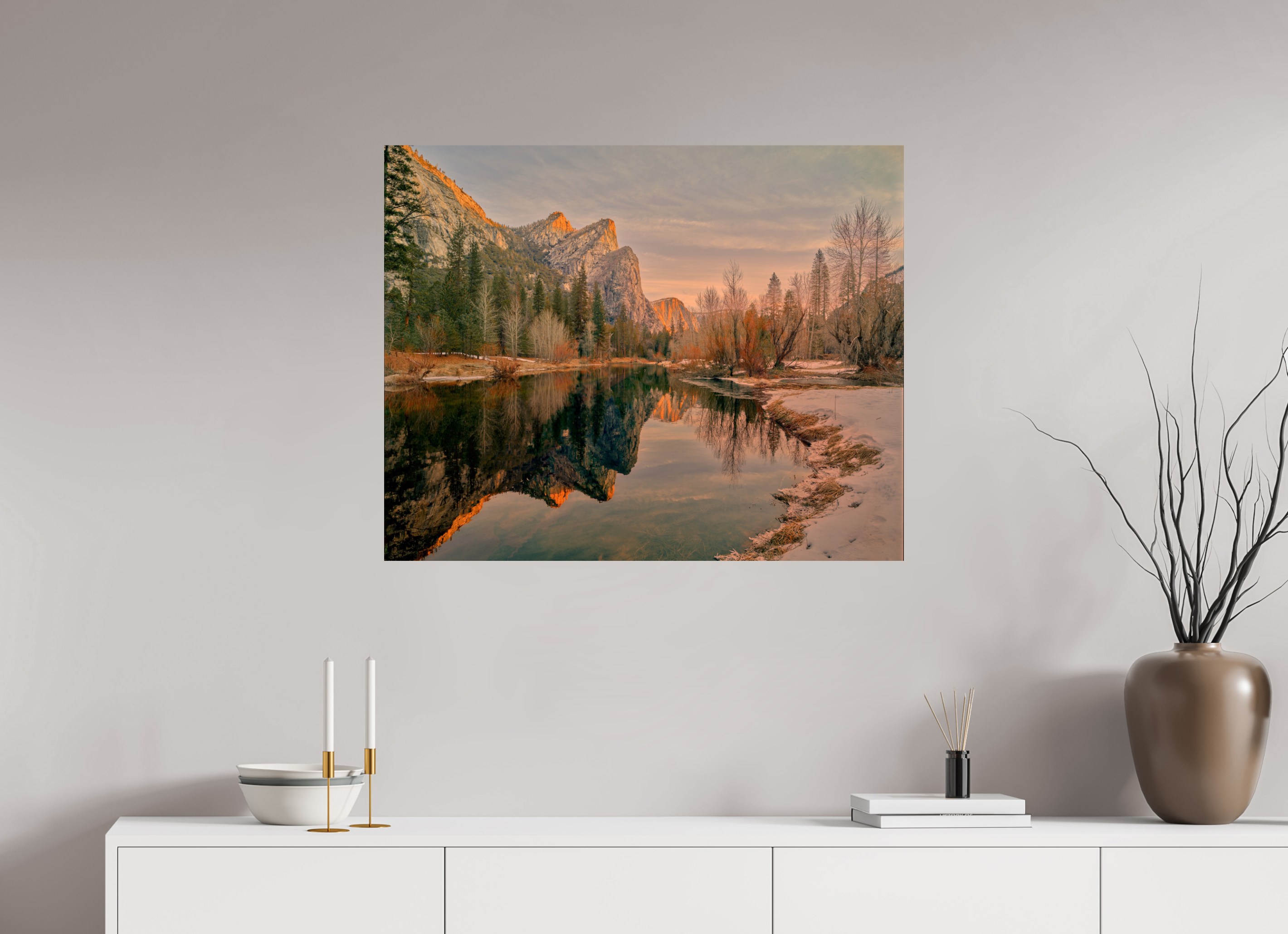 35 x 28″, Giclée Alu-Dibond Yosemite's Leviathans in Winter Dawn Light