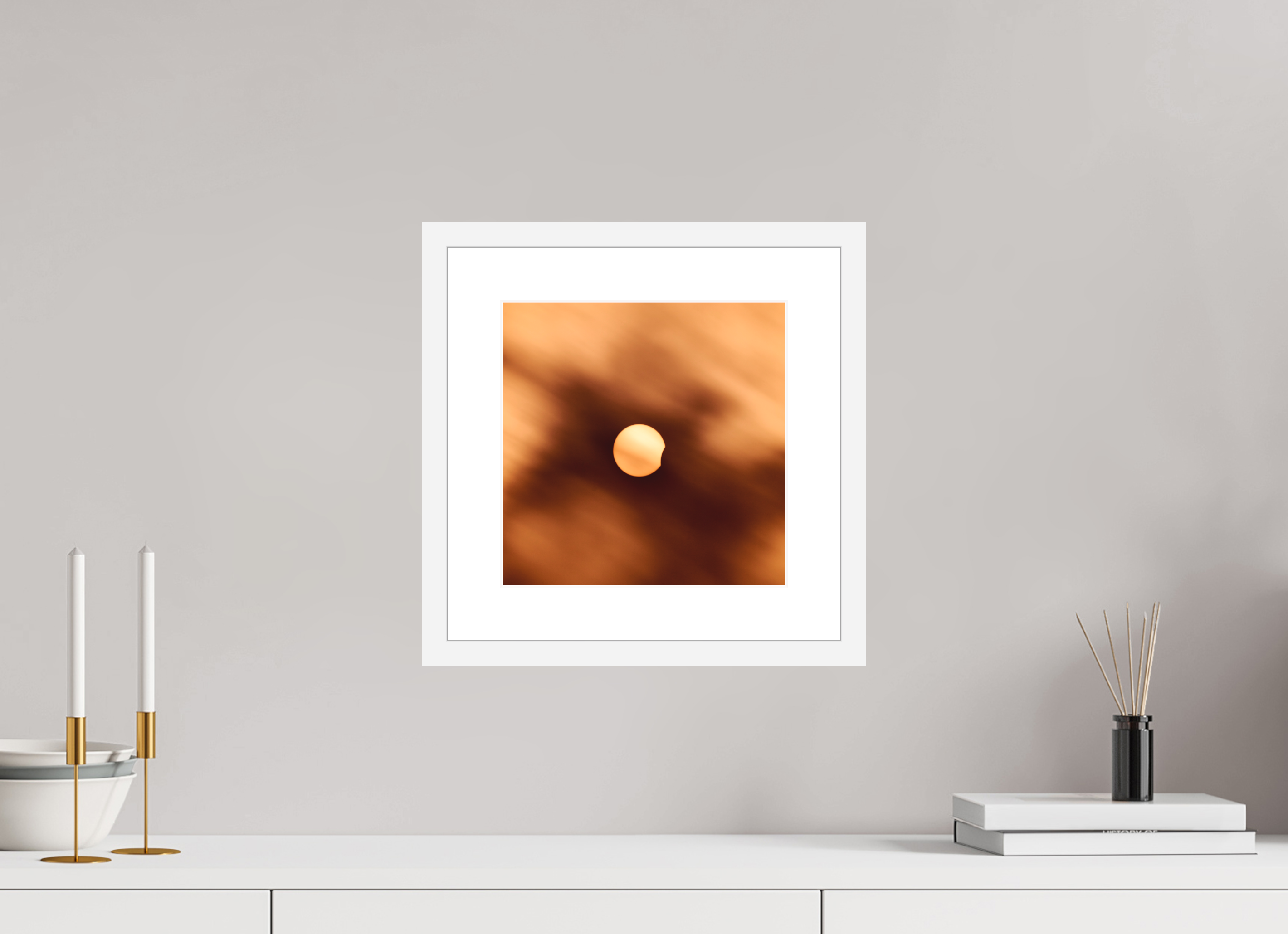 10 x 10″, Passe-Partout White Frame 2024 Eclipse First Kiss
