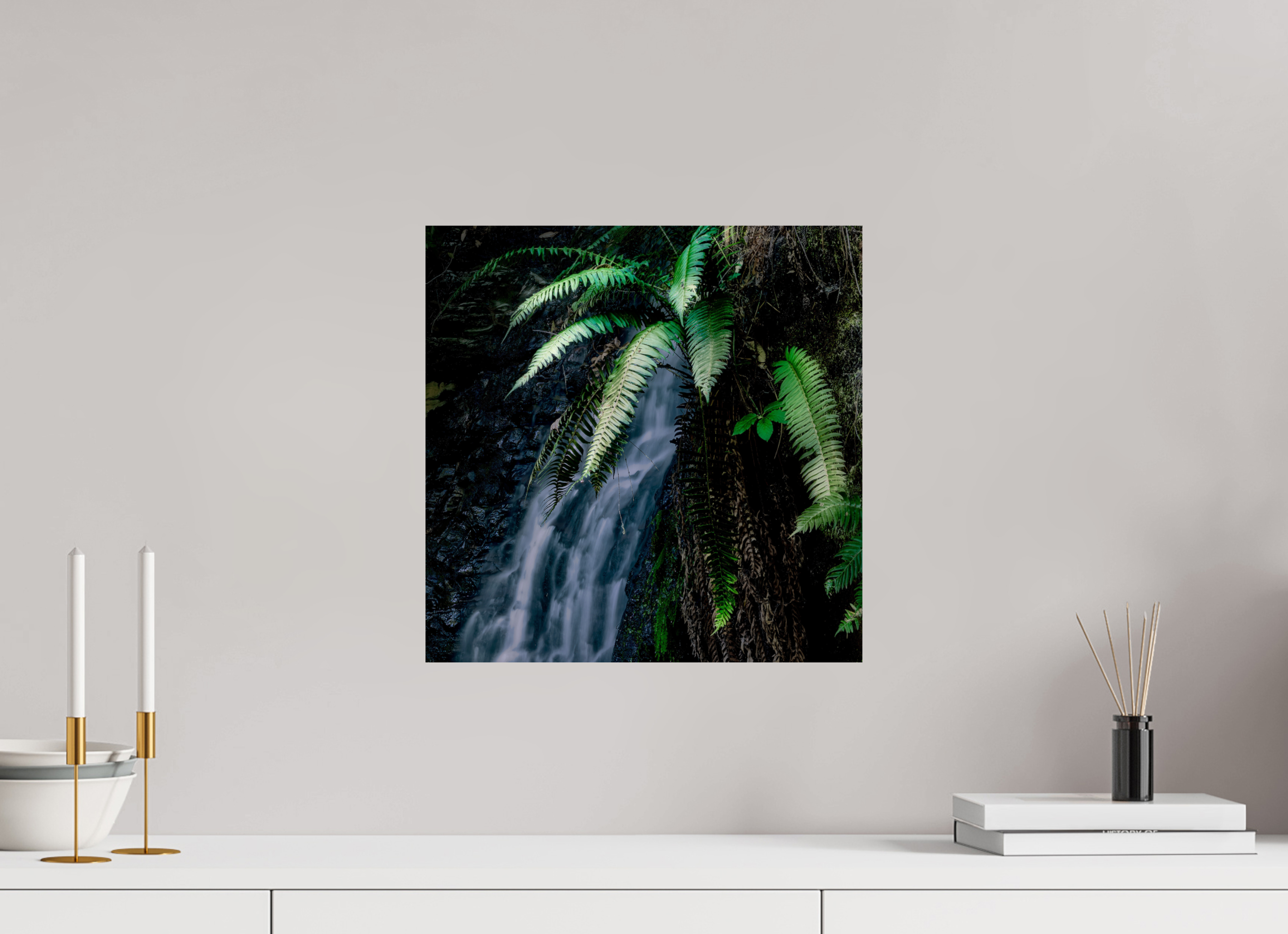 15 x 15″, Giclée Alu-Dibond Sword Ferns on Tiptoe FallsI