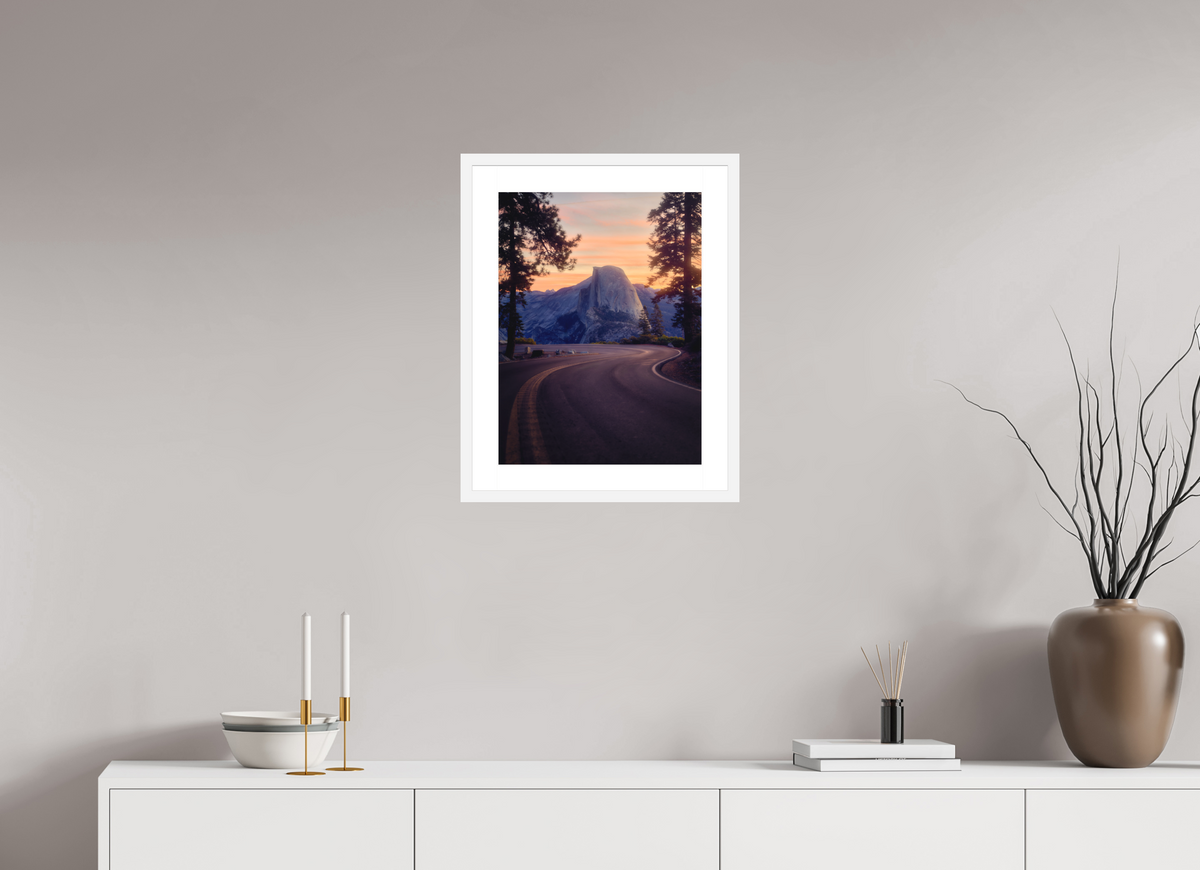 15 x 20″, Passe-Partout White Frame Flexus: Half Dome from Horseshoe Curve