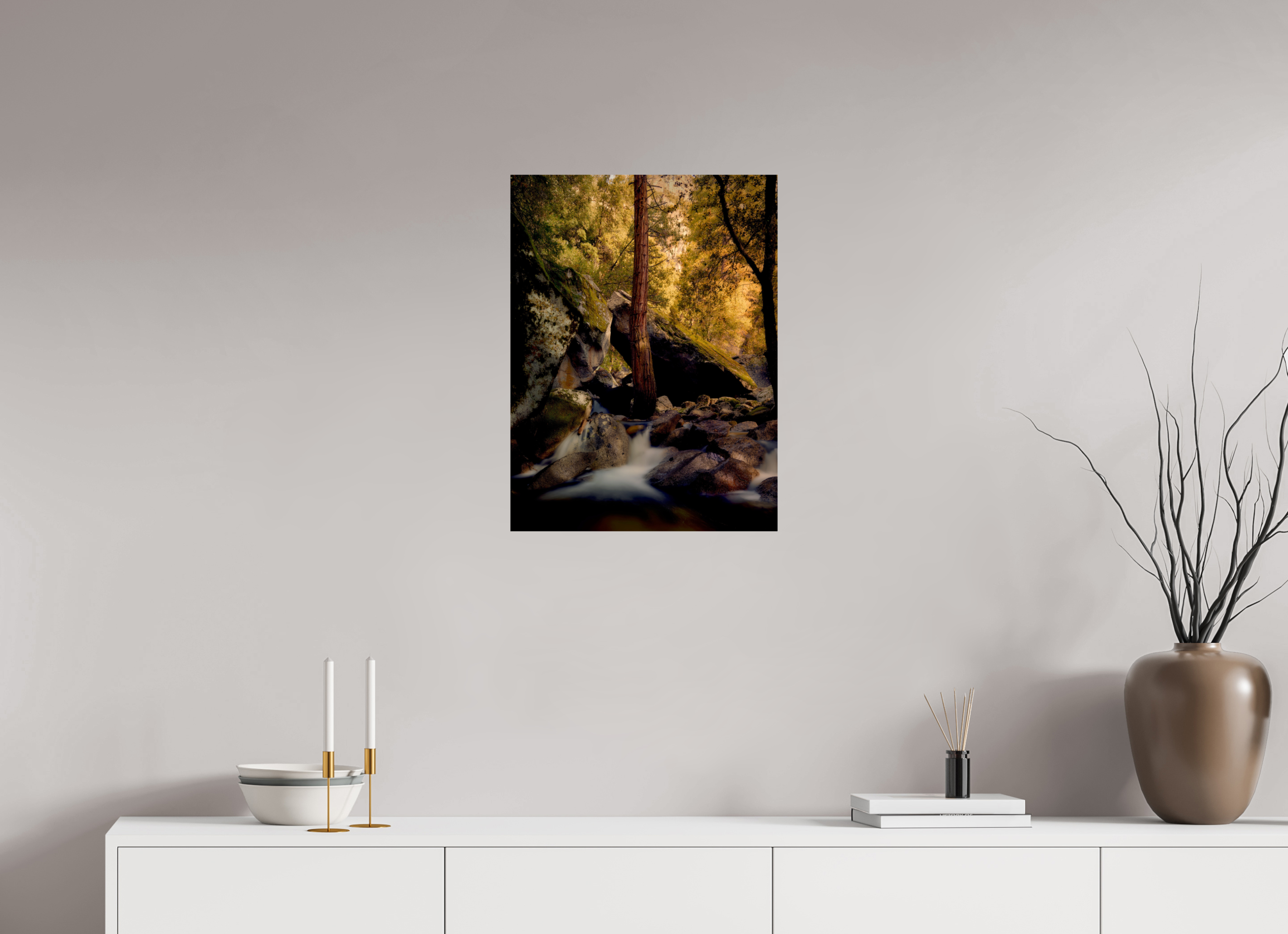18 x 24″, Giclée Alu-Dibond Yosemite's Cascade Creek at Sunrise
