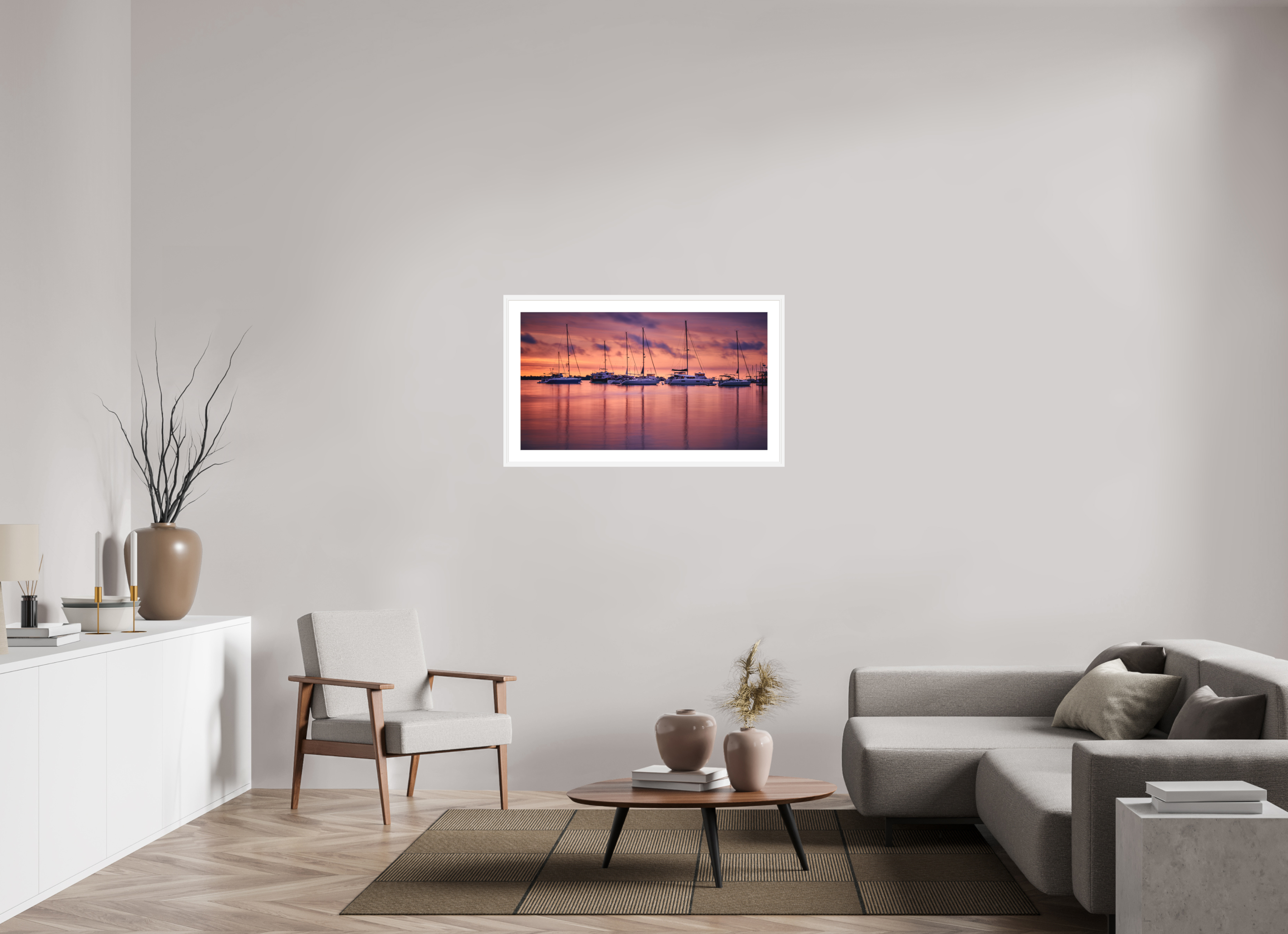 40 x 22.5″, Passe-Partout White Frame Portum Tutum: The Annapolis Harbor at Dawn