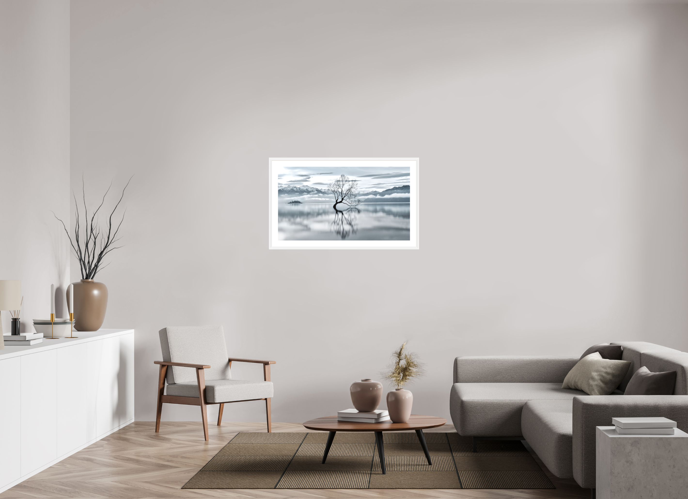 40 x 22.5″, Passe-Partout White Frame Wanaka III: Almost Monochrome