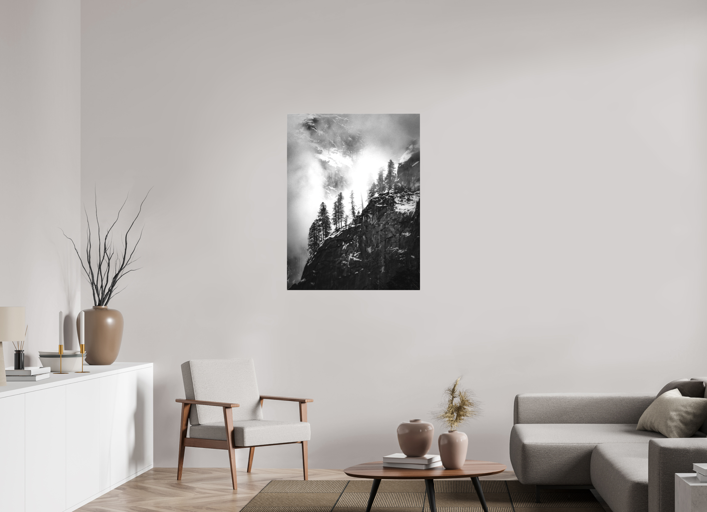 30 x 40″, Fine Art Textile Pines on Granite