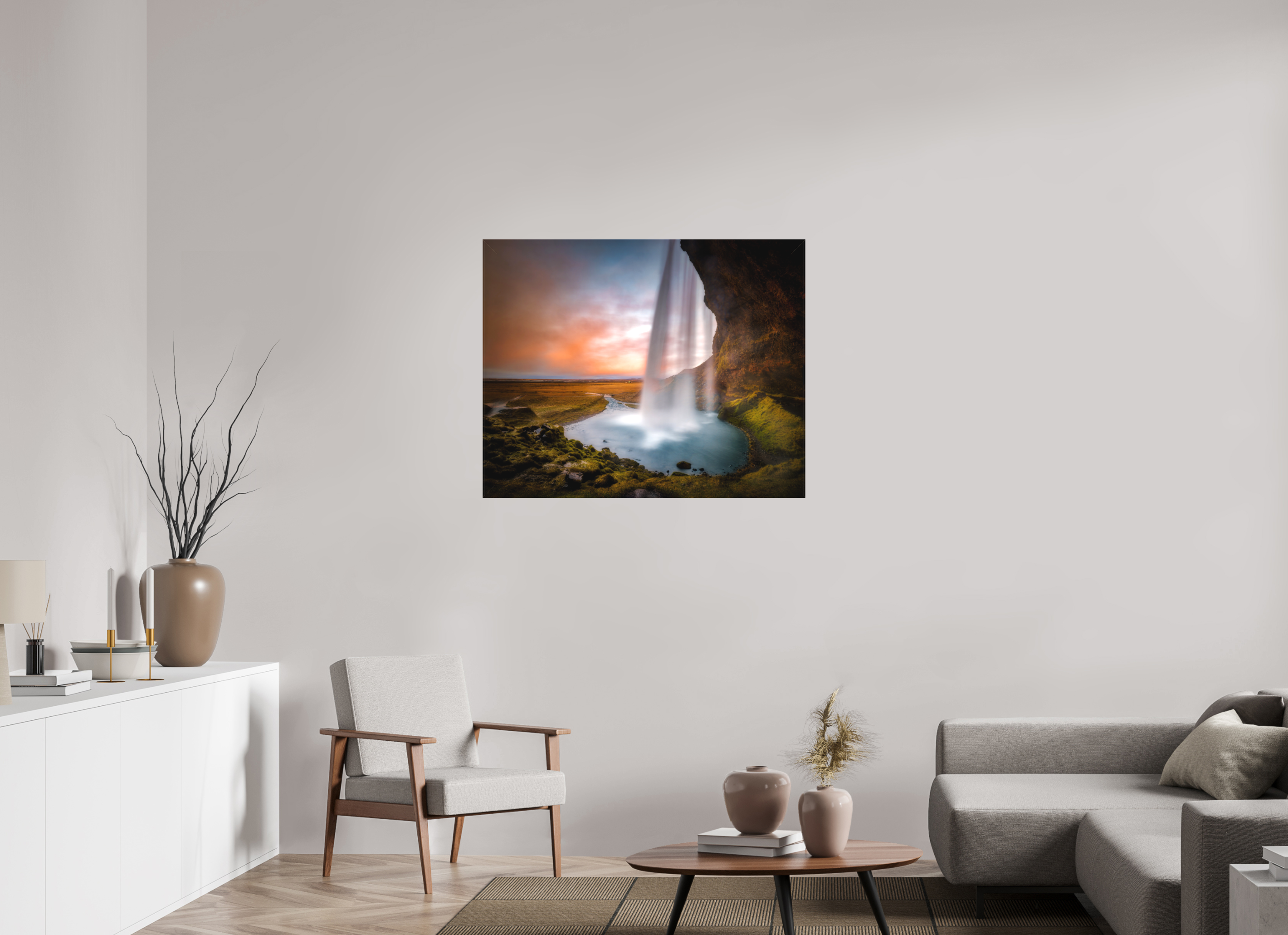 40.1 x 32″, Fine Art Textile Seljalandsfoss